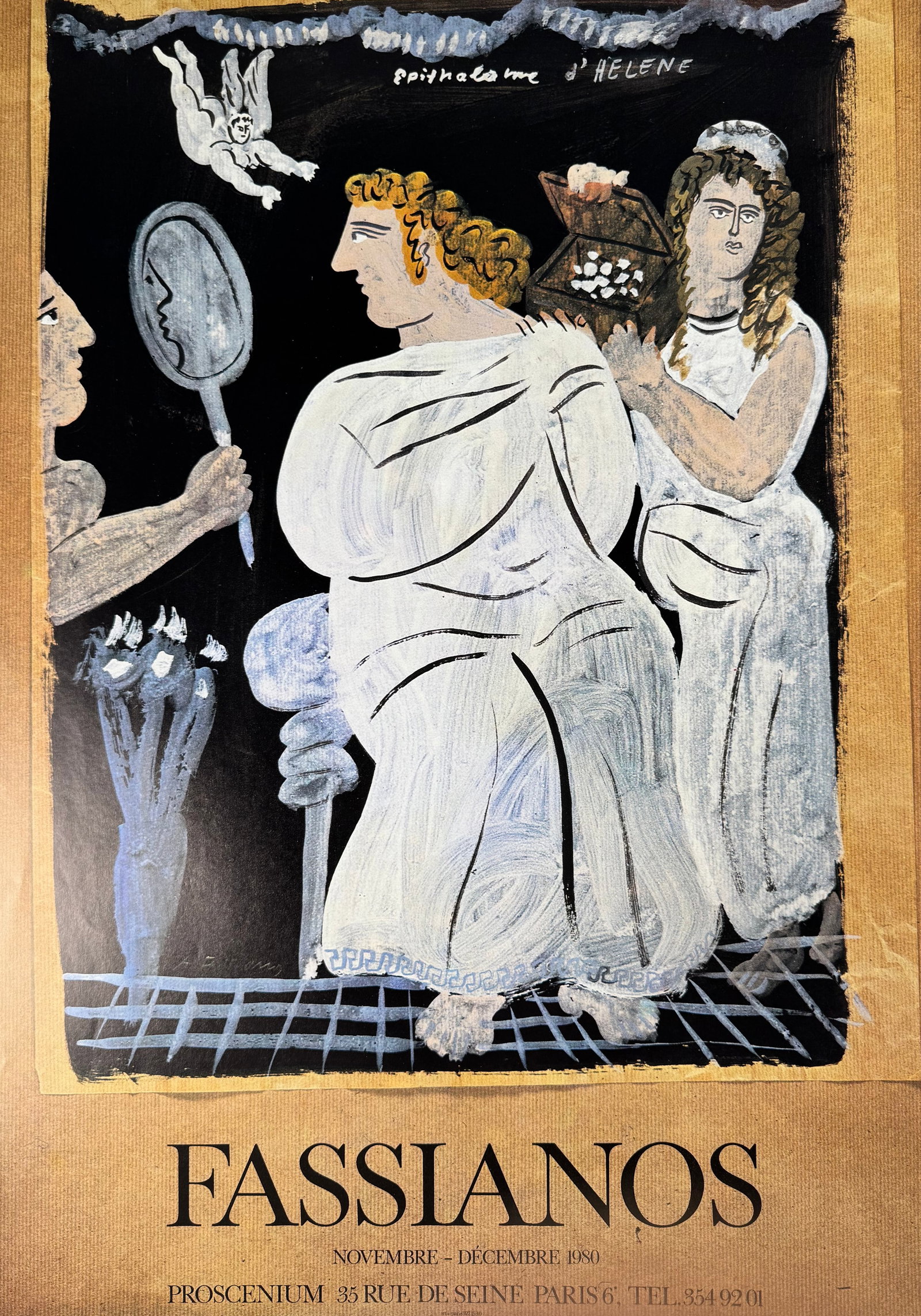 Fassianos Exhibition Poster Proscenium Paris 1980 Greek Artist Alekos Fassianos 20x28" (1 of 6)