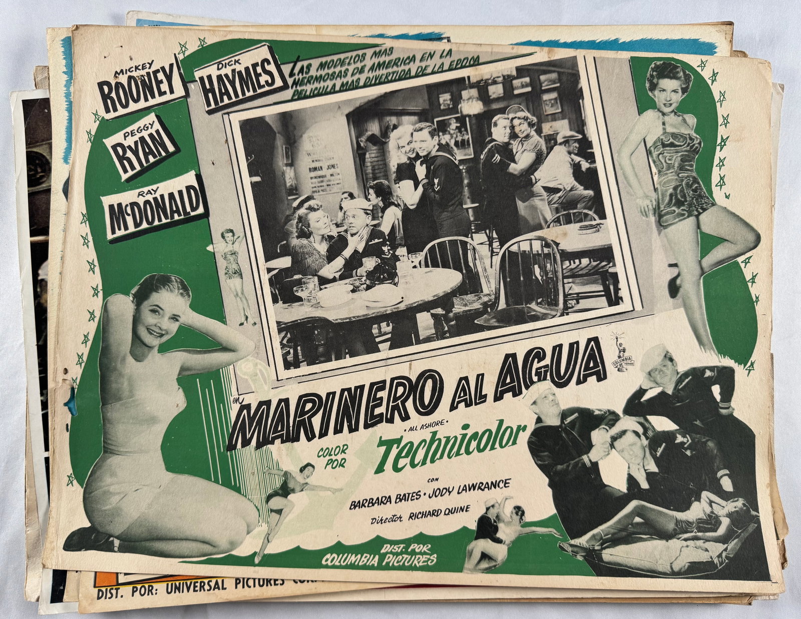 Lot of 25 Mexican Lobby Cards On the Town (1949) Dawn at Socorro (1954) The Big Boodle (1957): Includes On the Town (1949) Gene Kelly, Frank Sinatra, Jules Munshin, director Stanley Donen and Gene Kelly; Dawn at Socorro (1954) Rory Calhoun, Piper Laurie, director George Sherman; The Big Boodle 