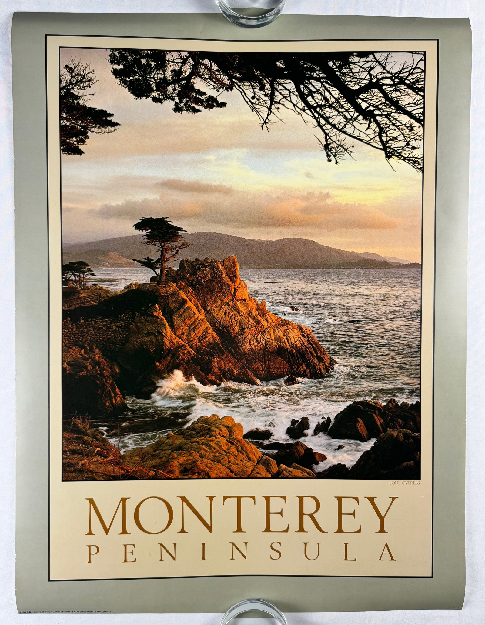 Vintage 1985 Monterey Peninsula Coastal Landscape Travel Poster by Brad Wagner 18x24" (1 of 4)