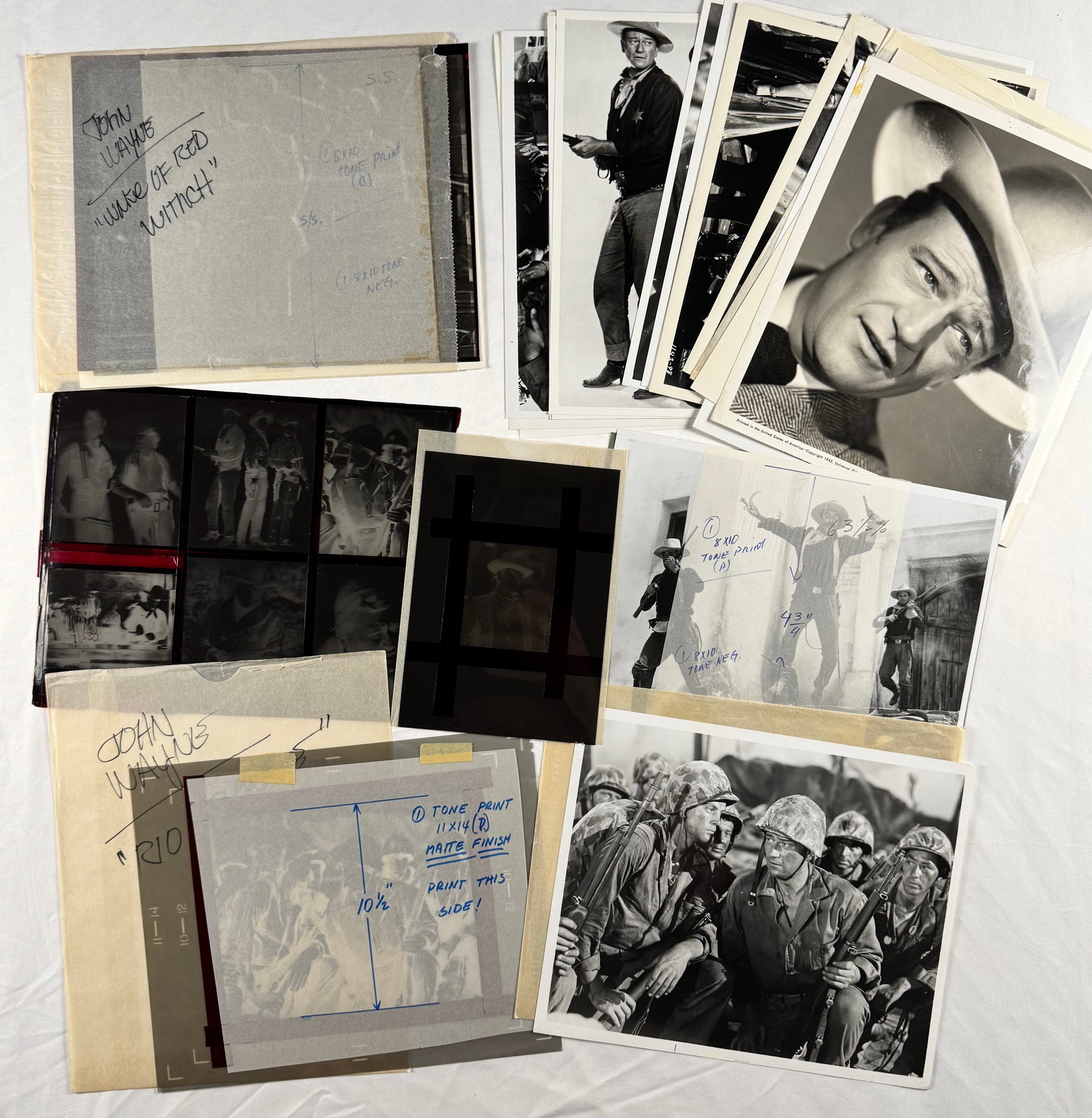 Lot of John Wayne Photo Negatives Prints Western Film Production Archive (1 of 8)