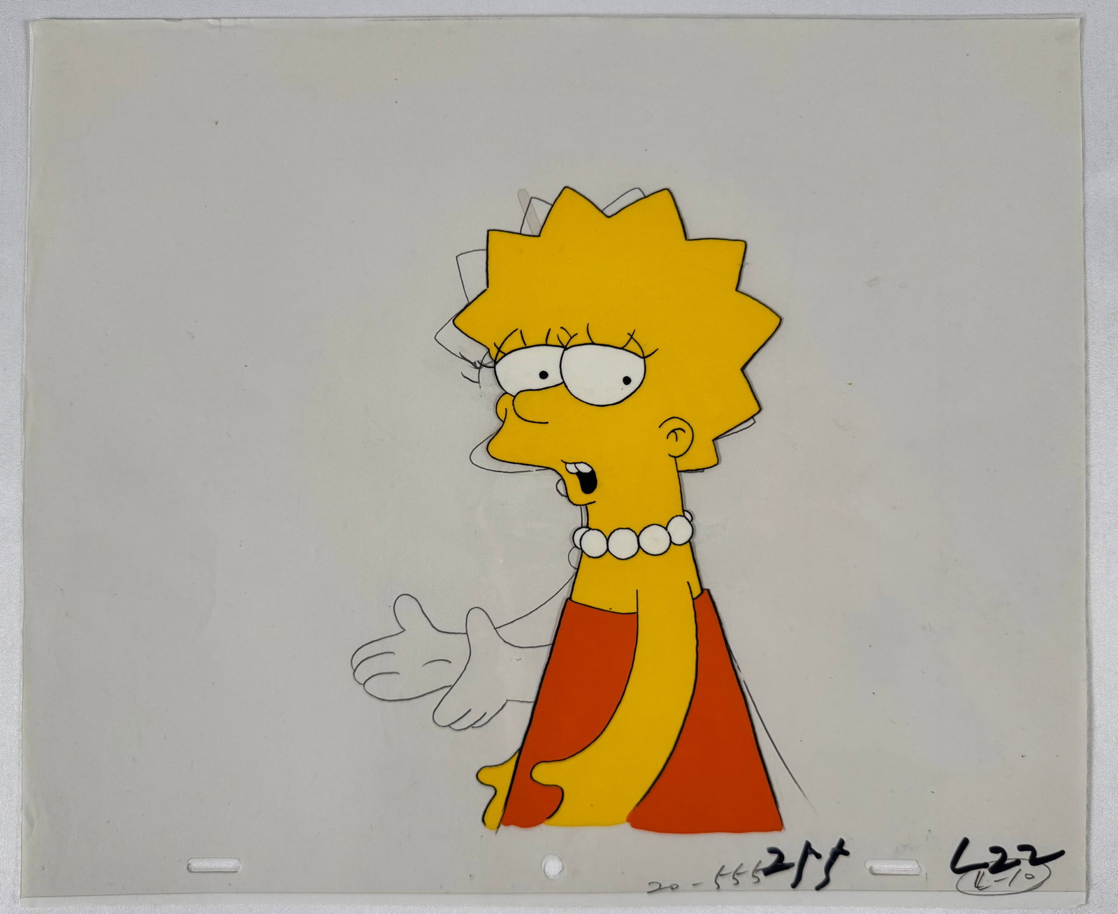 The Simpsons Hand Painted Cel Set Up Lisa 12.5 x 10.5: These Season 1 hand-painted cels were a gift from one of the original animators to the current owner. Note that this was before Twentieth Century Fox began selling these with COAs.