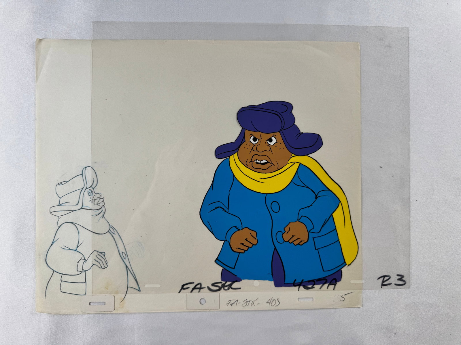 Fat Albert and the Cosby Kids Hand Painted Dumb Donald Mushmouth Character Head Cel: Hand-painted animation cel depicting Dumb Donald and Mushmouth character heads. Fat Albert and the Cosby Kids originally aired from 1972 to 1985.