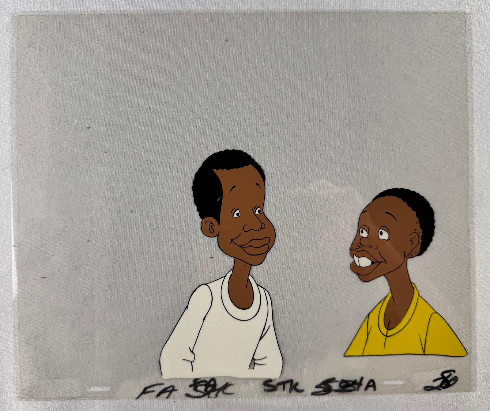 Fat Albert and the Cosby Kids Hand Painted Bill Russell Character Head Production Cel: Hand-painted animation cel depicting Bill and Russell character heads. Fat Albert and the Cosby Kids originally aired from 1972 to 1985.