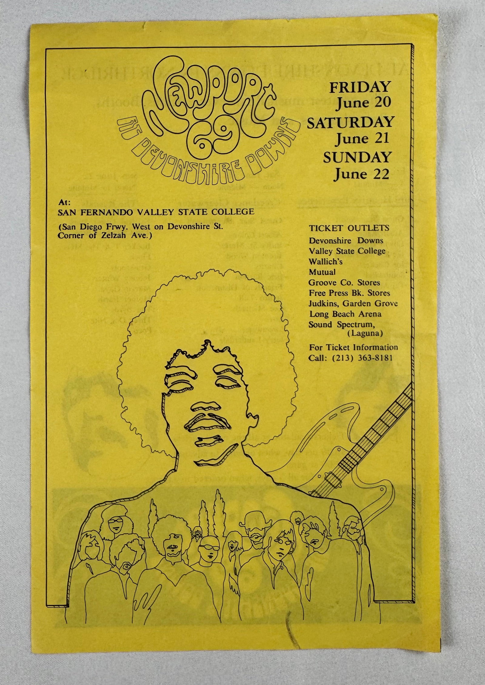 Jimi Hendrix Newport 69 at Devonshire Downs Handbill, June 20-22 1969 (San Fernando Valley State (1 of 3)