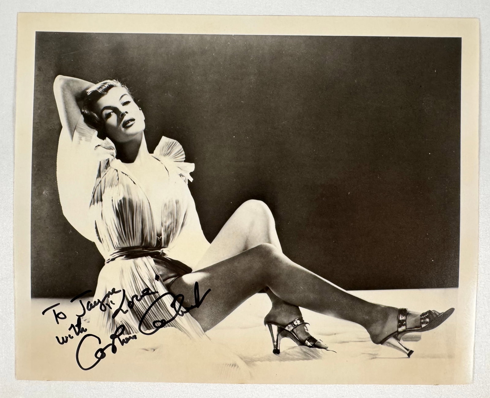 Corinne Calvet Autograph Signed 8x10" Golden Age of Hollywood Photo: Corinne Calvet (April 30, 1925 – June 23, 2001), born Corinne Dibos, was a French actress who appeared mostly in American films. According to one obituary, she was promoted "as a combination of Marl
