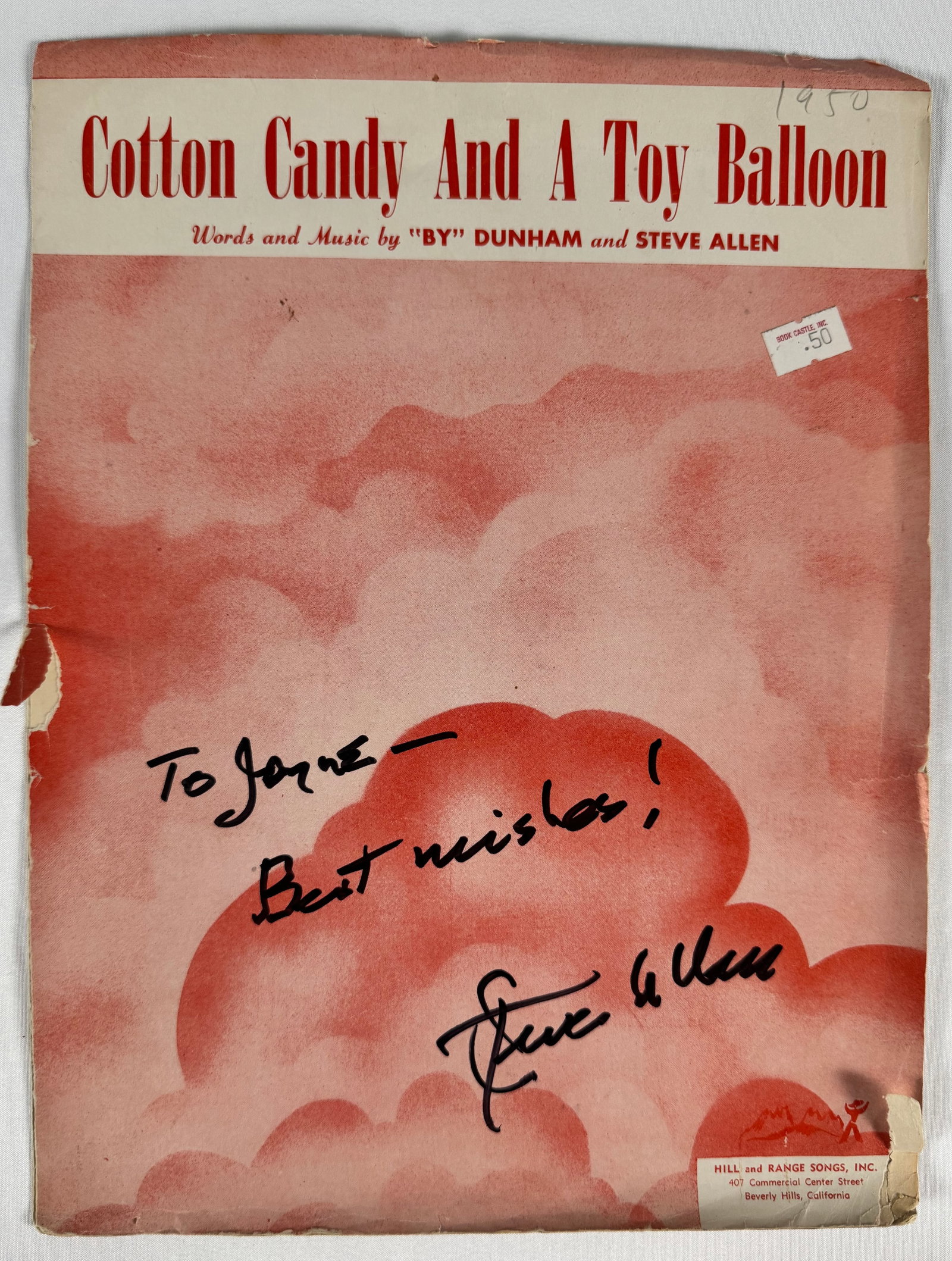 Steve Allen Autograph Signed 8x10" Music Performer Hollywood Sheet Music: Stephen Valentine Patrick William Allen (December 26, 1921 – October 30, 2000) was an American television and radio personality, comedian, musician, composer, writer, and actor. In 1954, he achieved