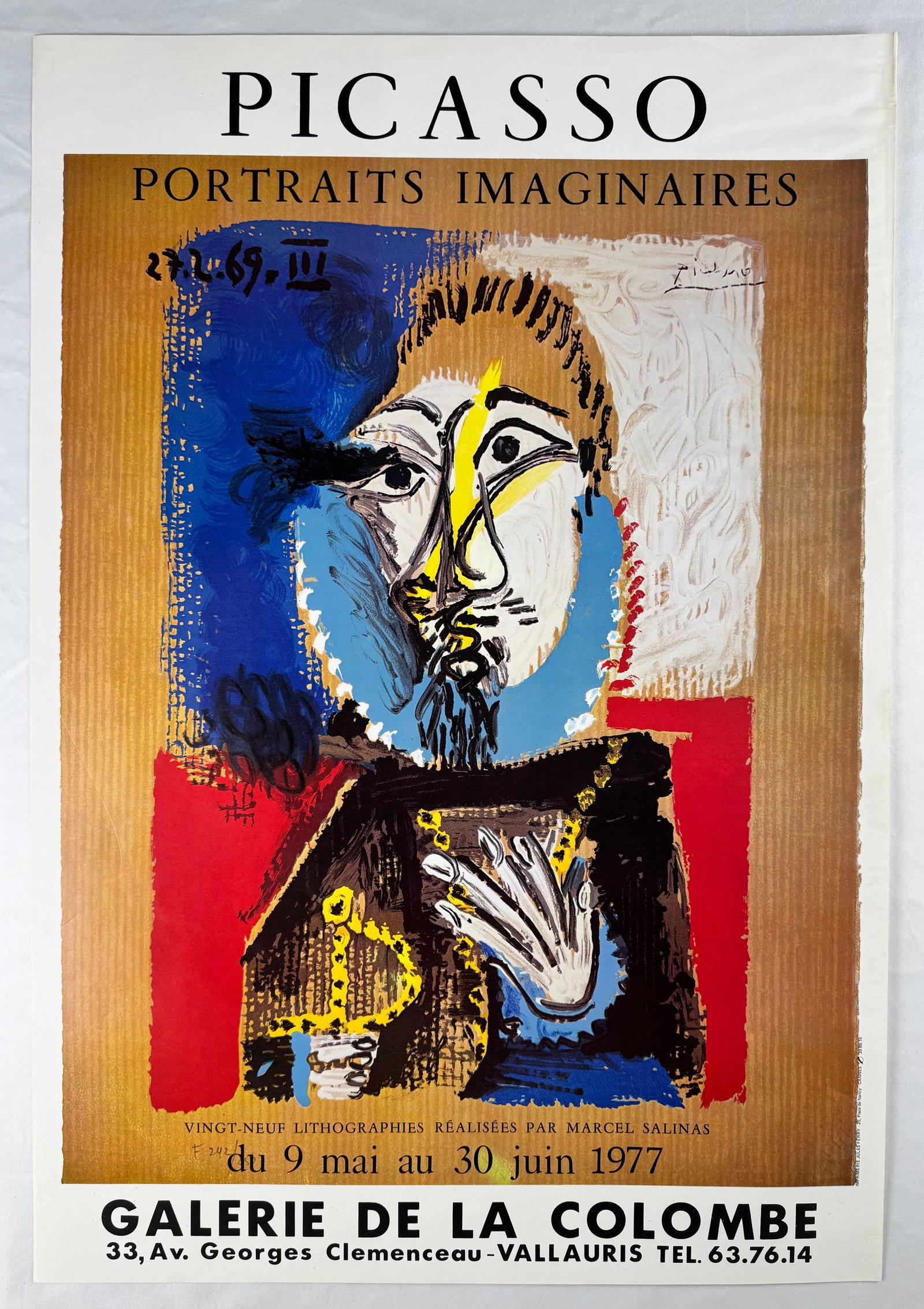 Pablo Picasso Portraits Imaginaires 1977 Galerie de la Colombe Exhibition Poster 19x27.5" (1 of 4)