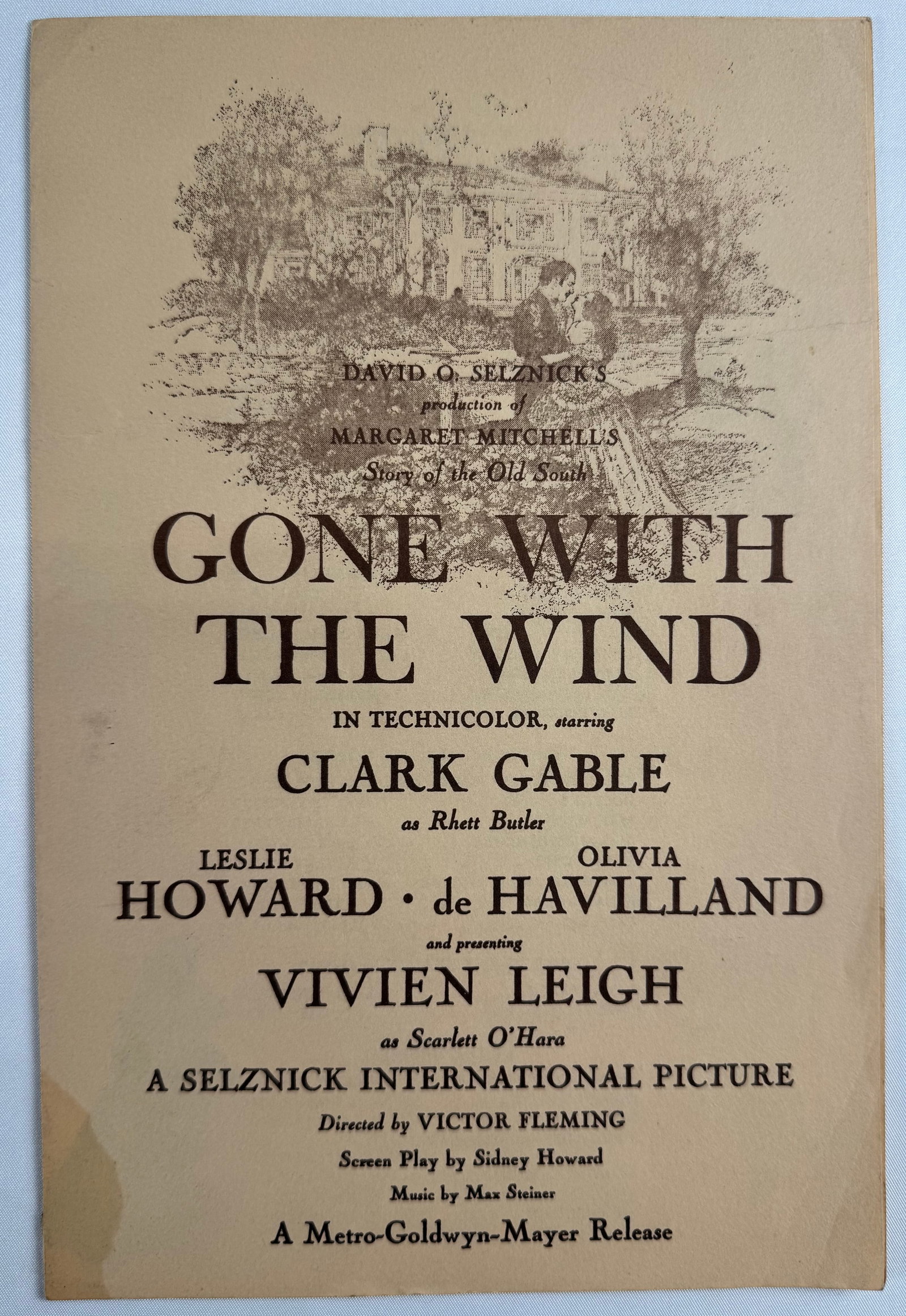 Gone with the Wind (1939) Original Movie Program Victor Fleming Clark Gable (1 of 3)