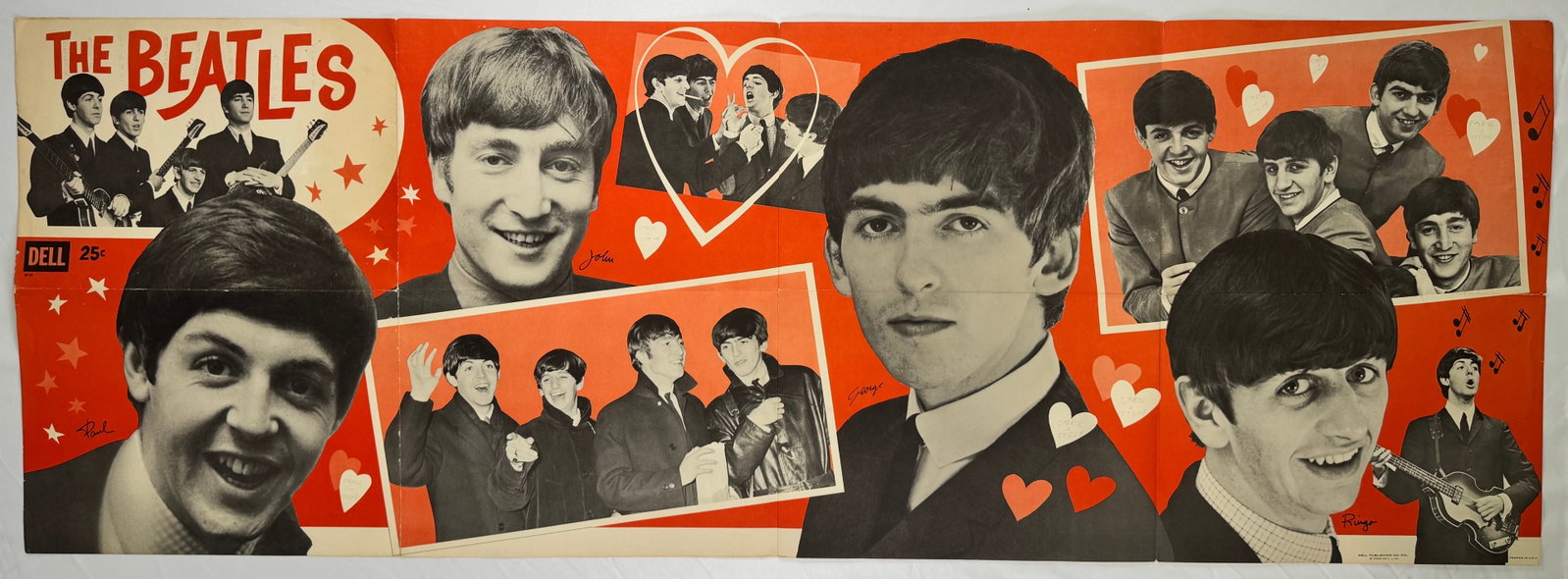 Original 1964 The Beatles Dell Magazine Fold-Out Poster Pin-Up (1 of 7)