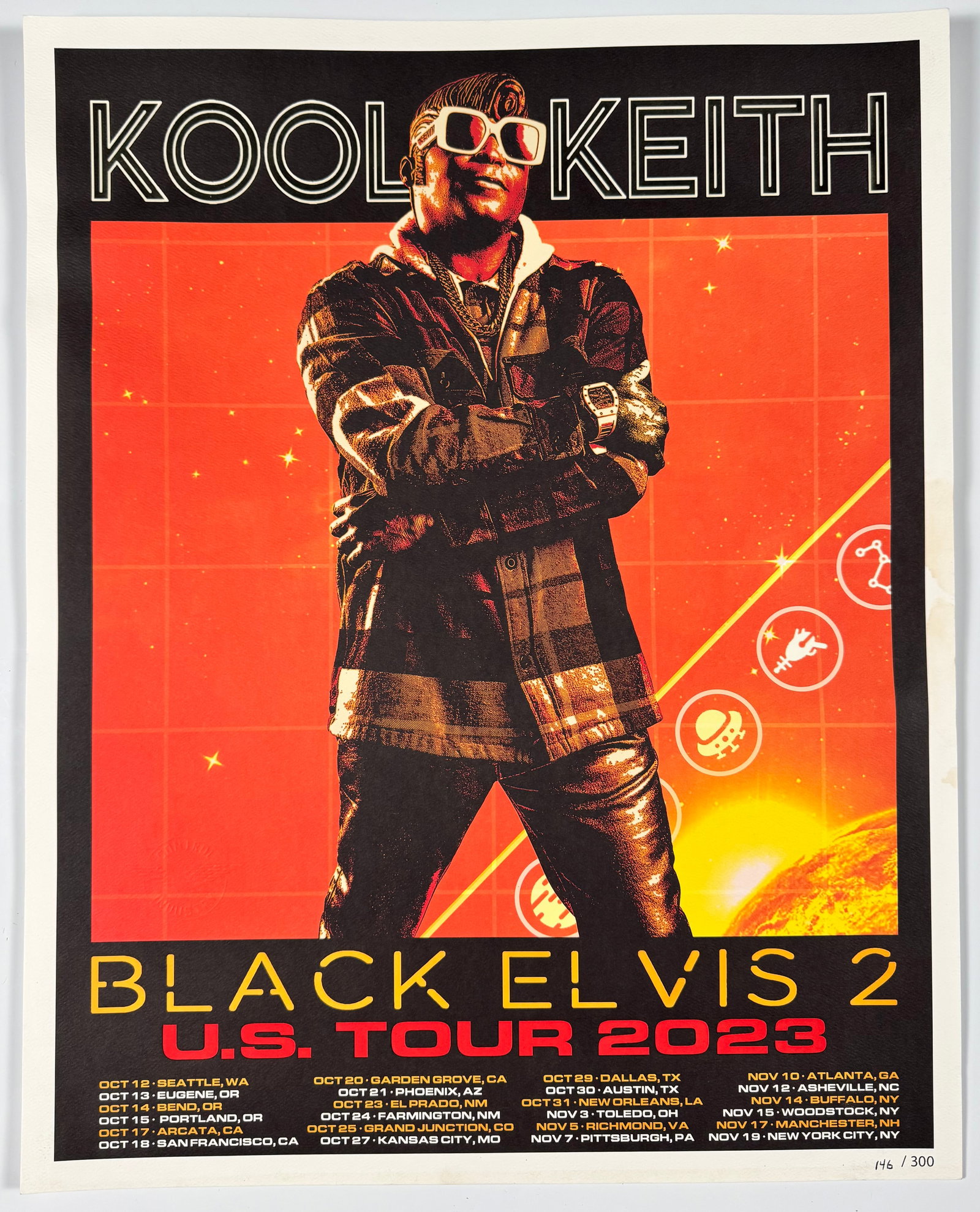 Kool Keith Black Elvis 2 U.S. Tour 2023 Limited Edition Numbered 146/300 Poster (1 of 6)