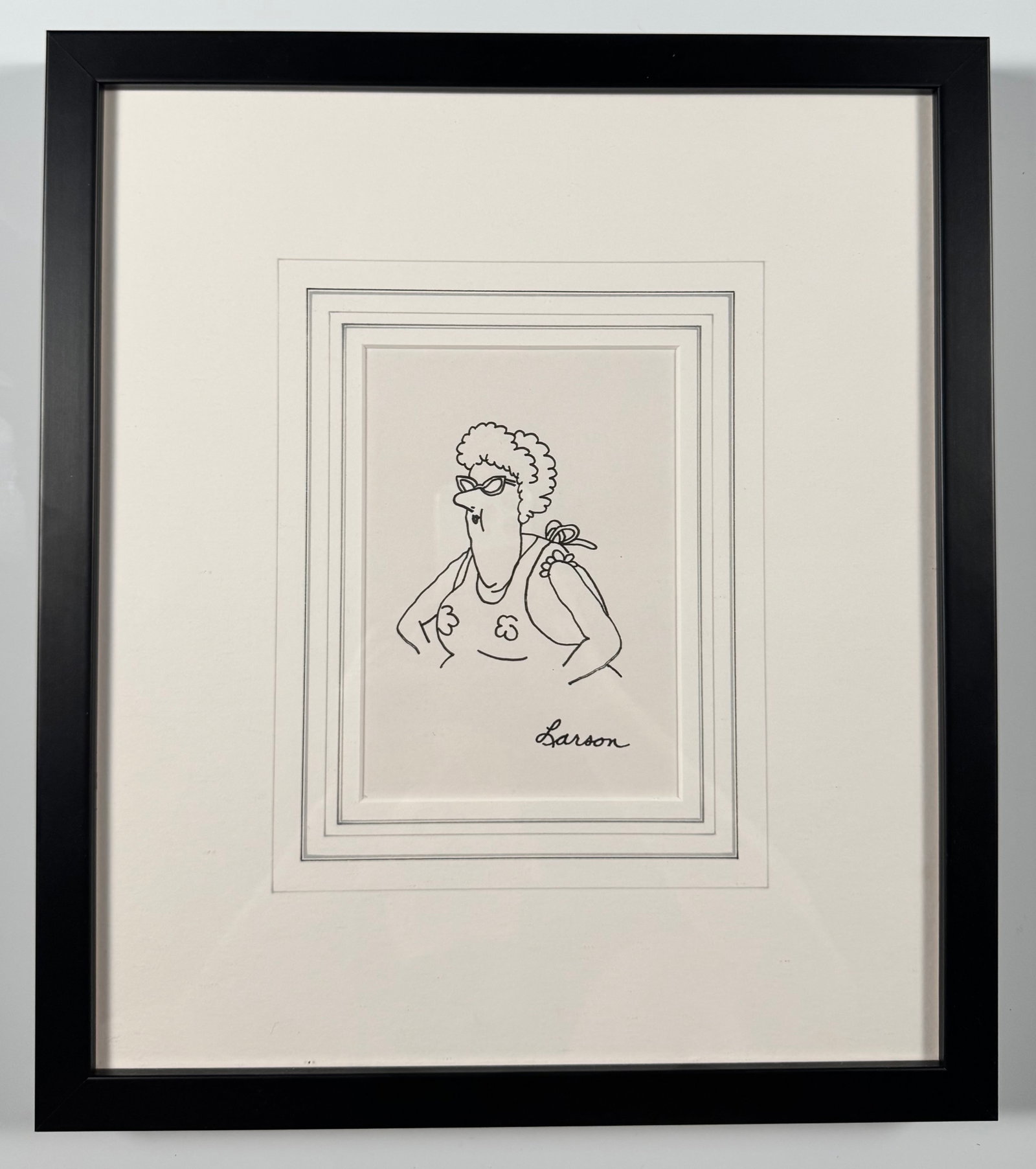 Gary Larson Lot of 2 Original The Far Side Cartoon Drawings Hand Signed COA Framed Pair - 2