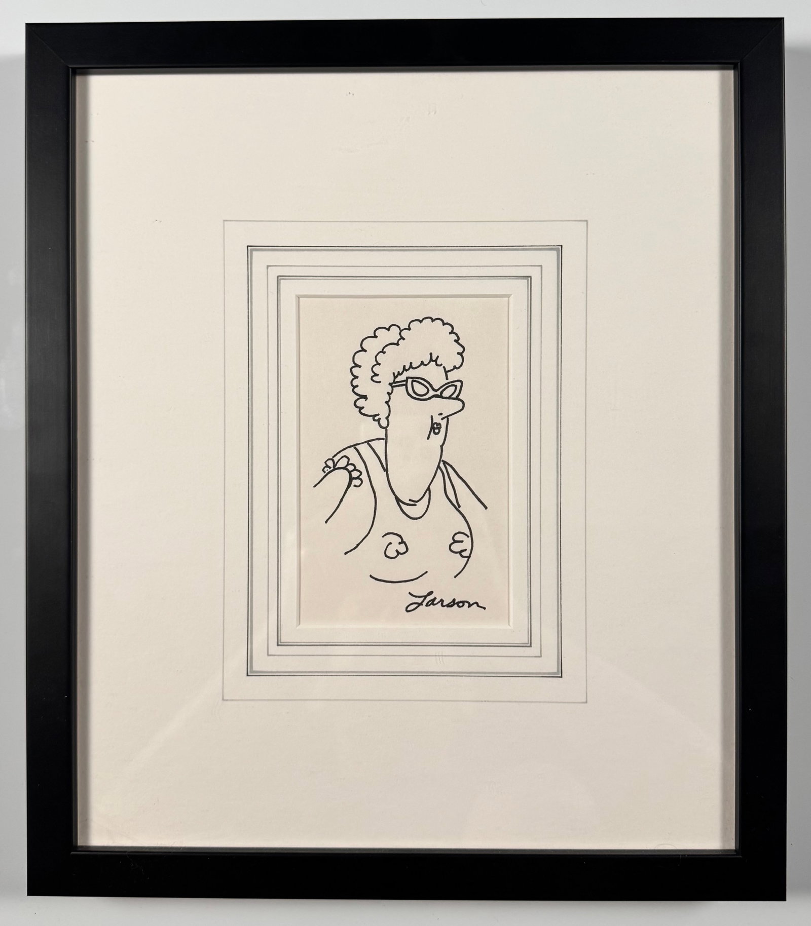 Gary Larson Lot of 2 Original The Far Side Cartoon Drawings Hand Signed COA Framed Pair - 6