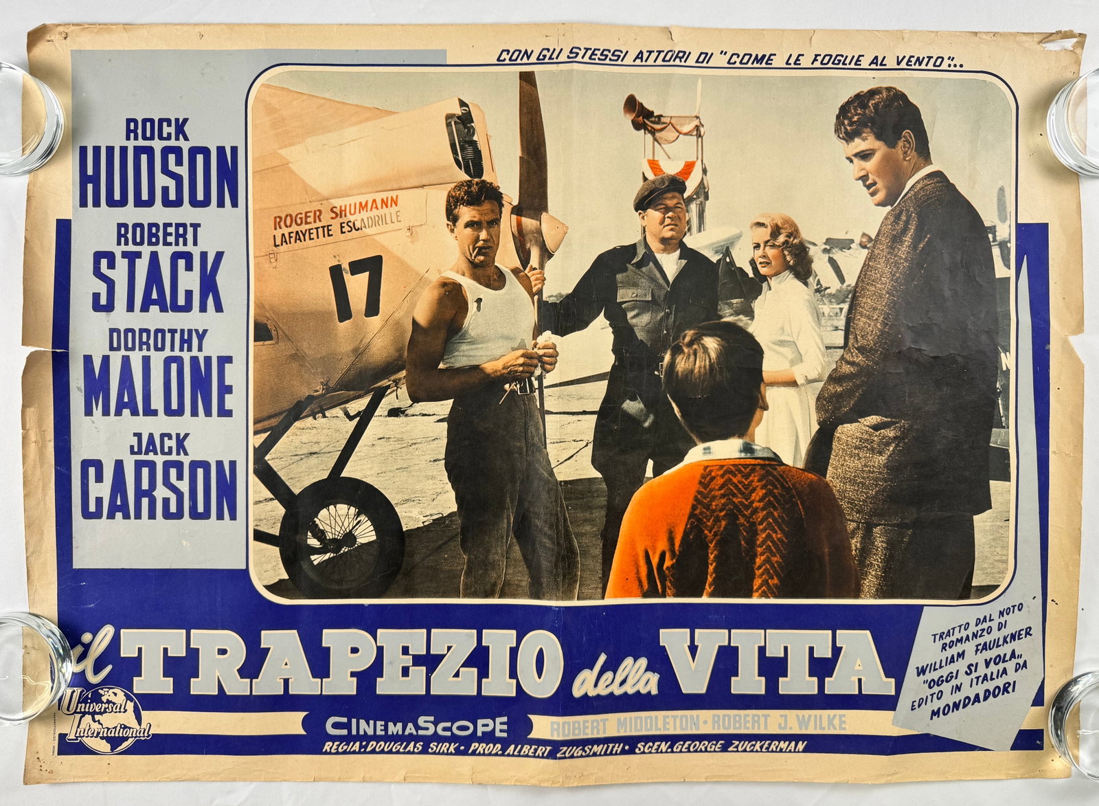 The Tarnished Angels (1957) Original Italian Insert Movie Poster 14x36 (1 of 6)