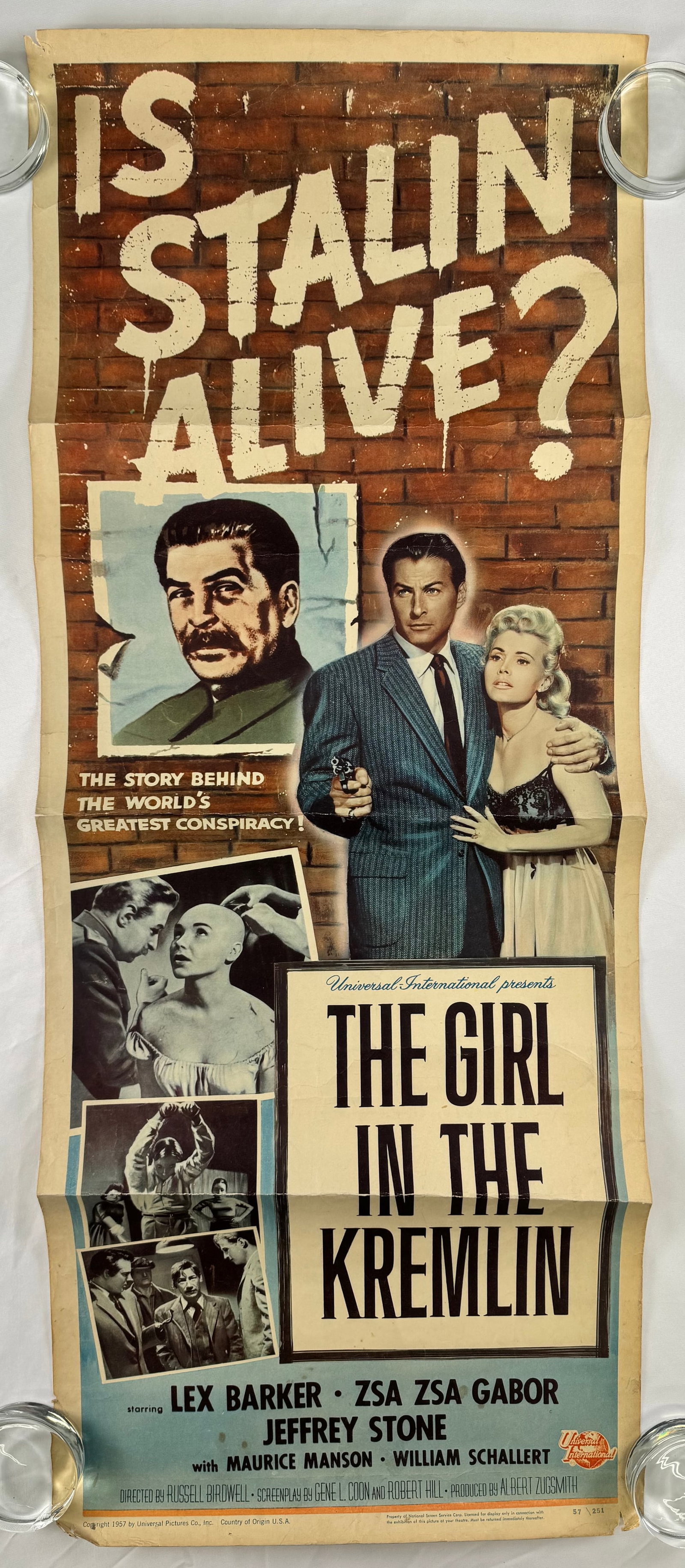 The Girl in the Kremlin (1957) Original Insert Movie Poster 14x36 Russell Birdwell Lex Barker (1 of 8)