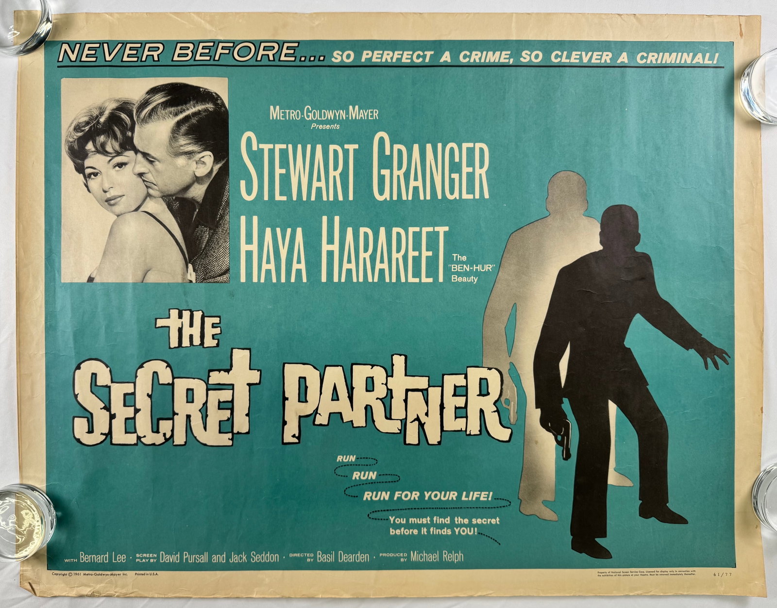The Secret Partner (1961) Original Half Sheet Movie Poster Stewart Granger Haya Harareet (1 of 5)