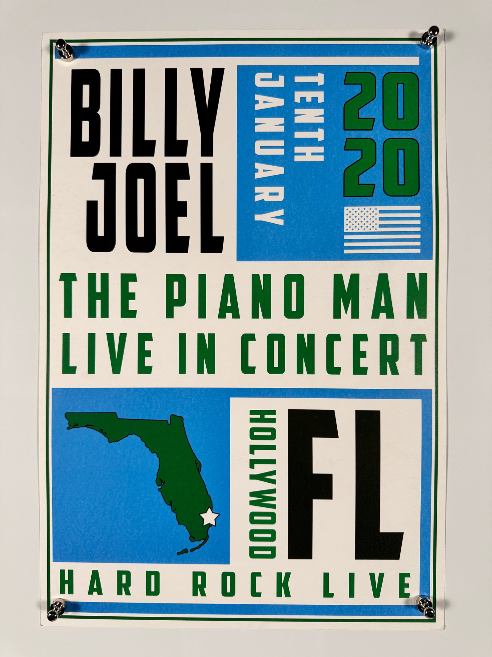 Billy Joel 2020 Hollywood Florida Hard Rock Live Concert Poster (1 of 3)