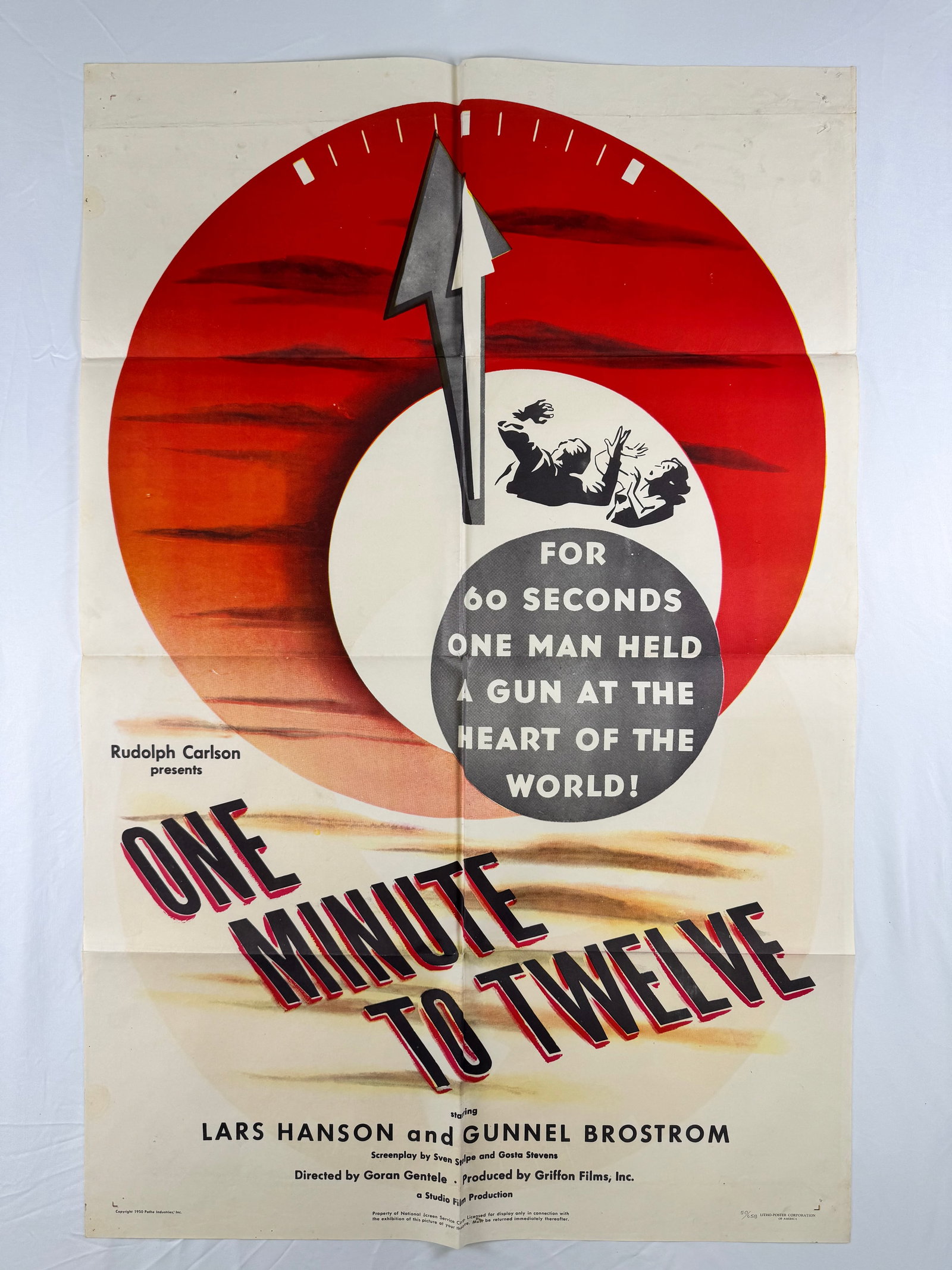 One Minute to Twelve (1959) Original One Sheet Movie Poster Goran Gentele Lars Hanson (1 of 5)