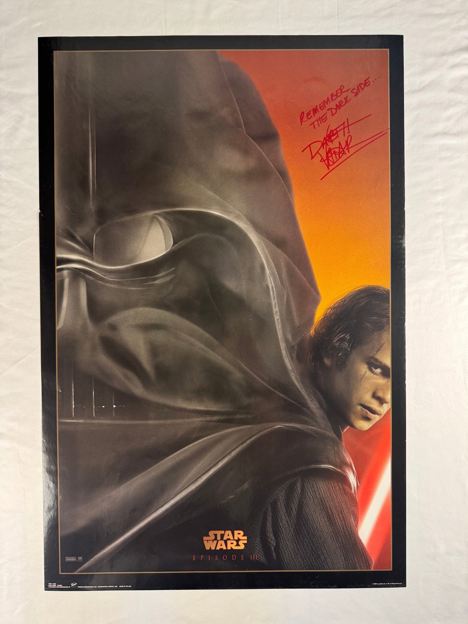 Star Wars Episode III Anakin Skywalker Character Poster Signed Hayden Christopher (2005): Theatrical character poster for Star Wars Episode III Revenge of the Sith released in 2005 focusing on Anakin Skywalker. We do not authenticate.