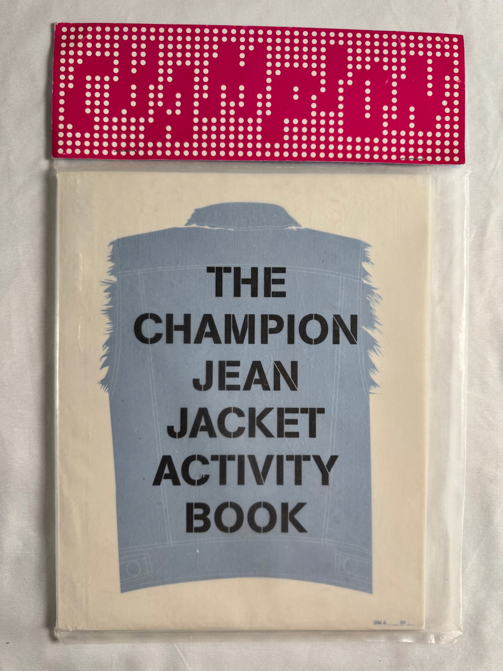 Geoff McFetridge The Champion Jean Jacket Activity Book Promotional Booklet: Promotional booklet titled The Champion Jean Jacket Activity Book for the Geoff McFetridge art show. Packaged in original clear sleeve with retail-style header card.