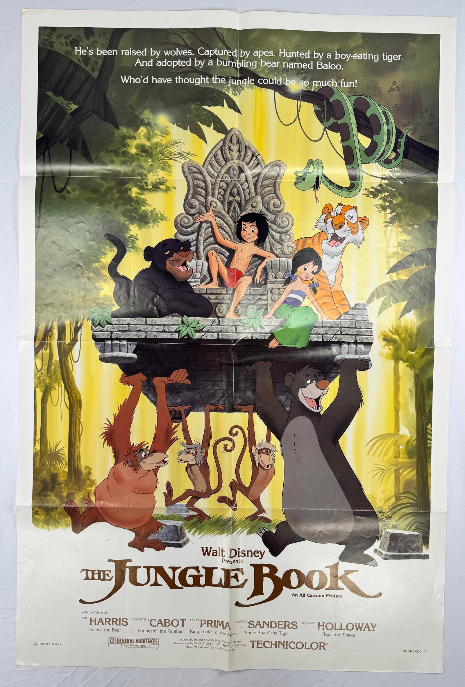 The Jungle Book (1967) Original RR84 One Sheet Movie Poster Wolfgang Reitherman Phil Harris (1 of 6)