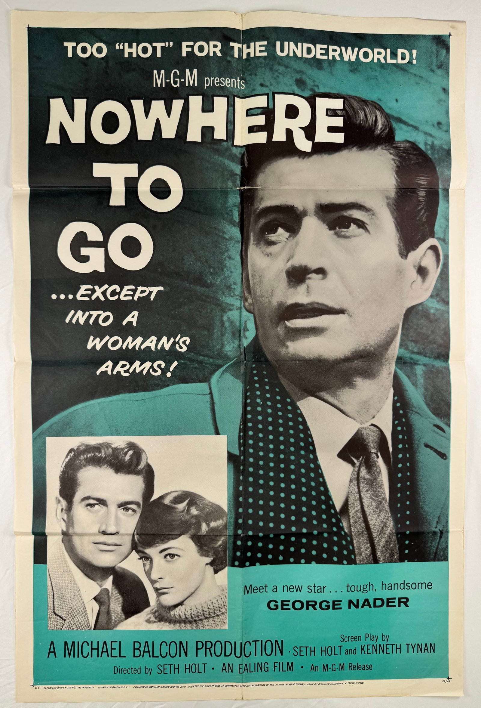 Nowhere to Go (1958) Original One Sheet Movie Poster Seth Holt George Nader (1 of 6)