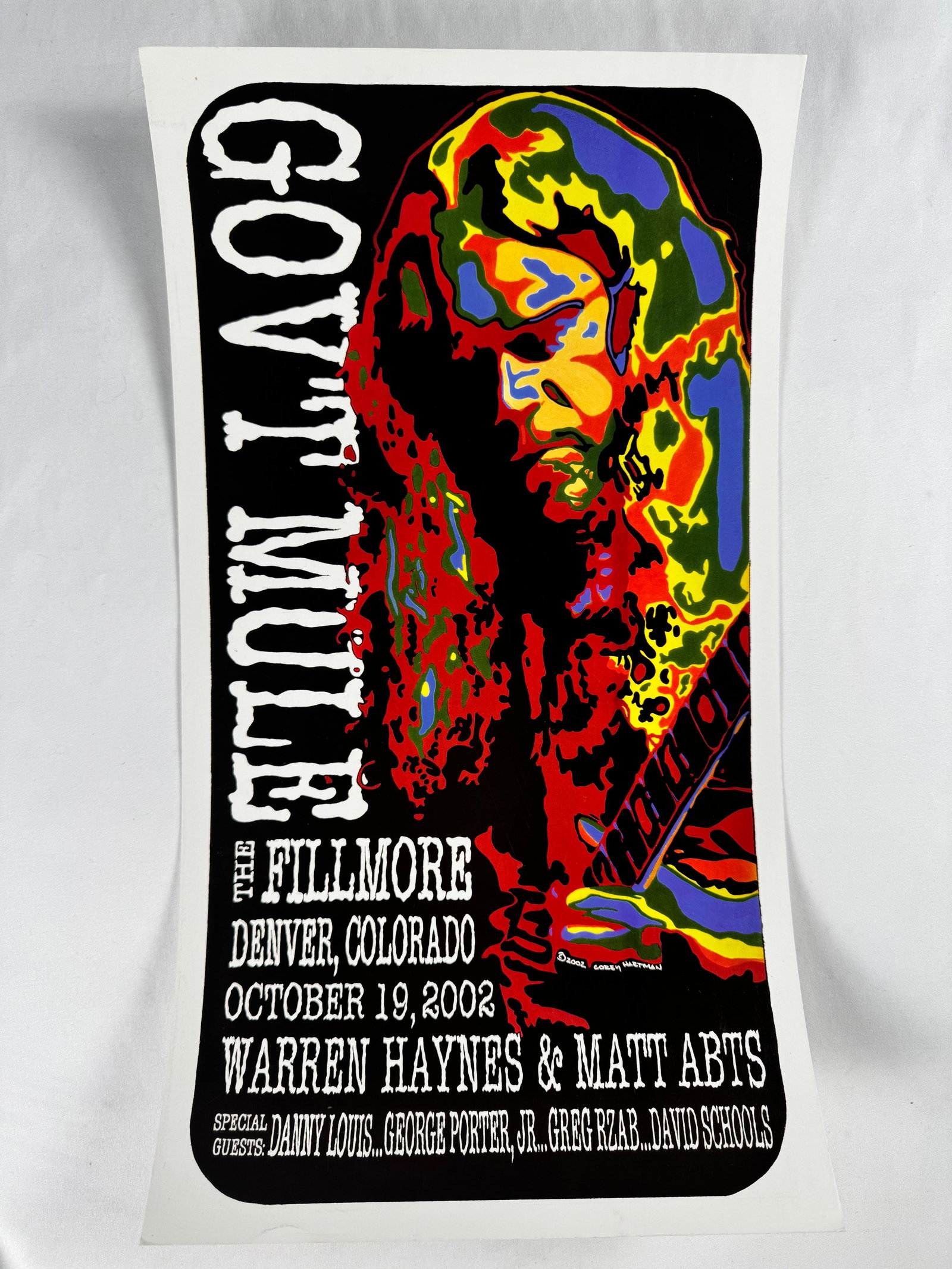 Govt Mule Denver 2002 at the Fillmore Original Concert Music Poster Warren Haynes Matt Abts (1 of 3)