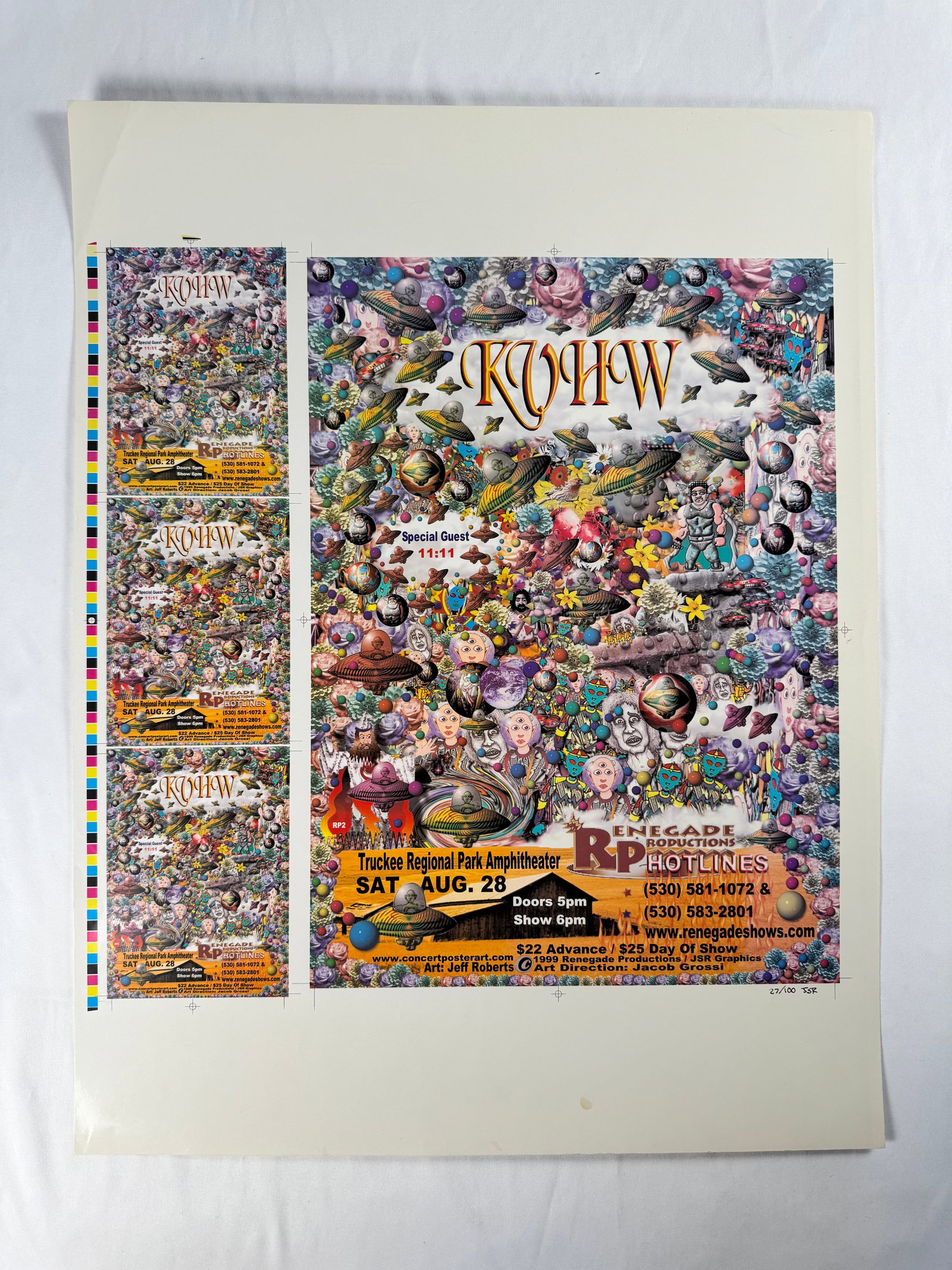 KVHW Concert Poster 1999 Truckee Limited Edition 27/100 Signed Uncut Promo Sheet (1 of 4)