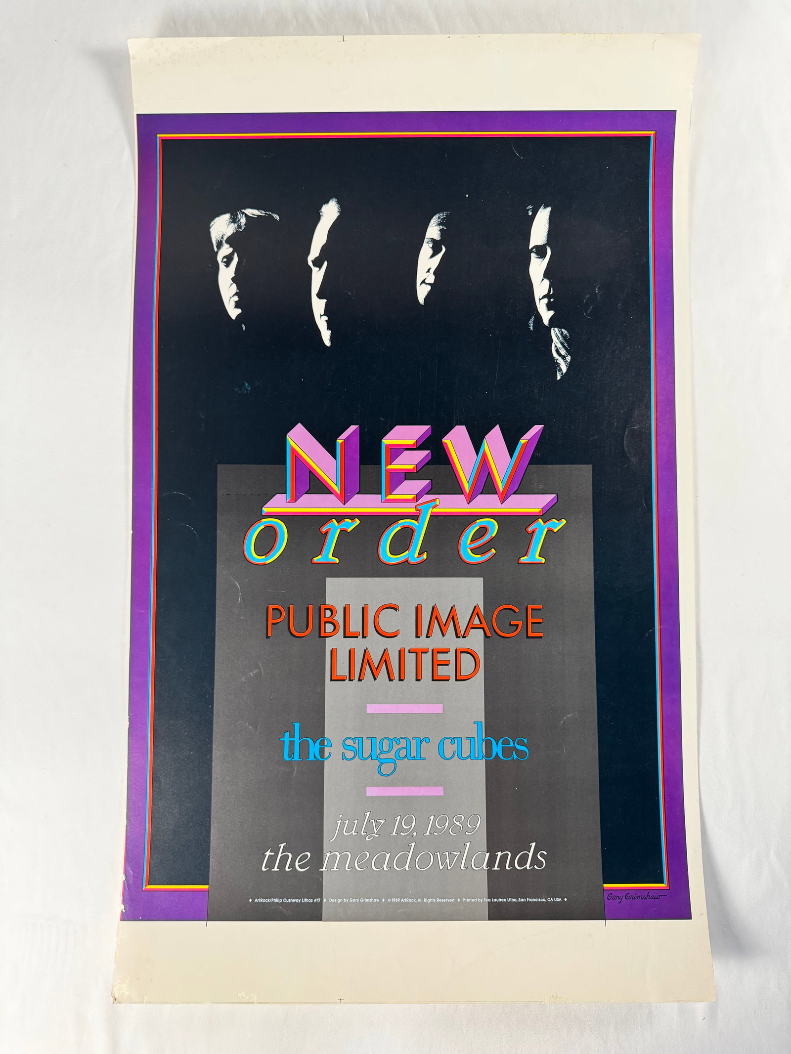New Order Public Image Limited The Sugarcubes 1989 Meadowland Concert Original Gig Poster (1 of 5)