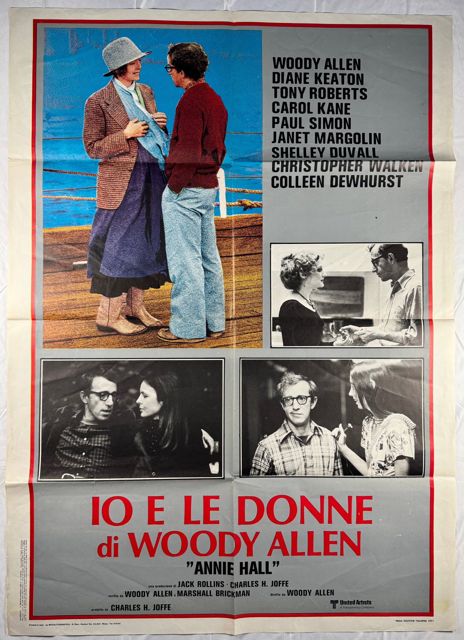 Annie Hall 1977 Large Original 2 Fogli Italian 1P Folded Movie Poster 39"x55" Woody Allen Diane: Annie Hall is a 1977 American satirical romantic comedy-drama film directed by Woody Allen from a screenplay written by Allen and Marshall Brickman, and produced by Allen's manager, Charles H. Joffe. 