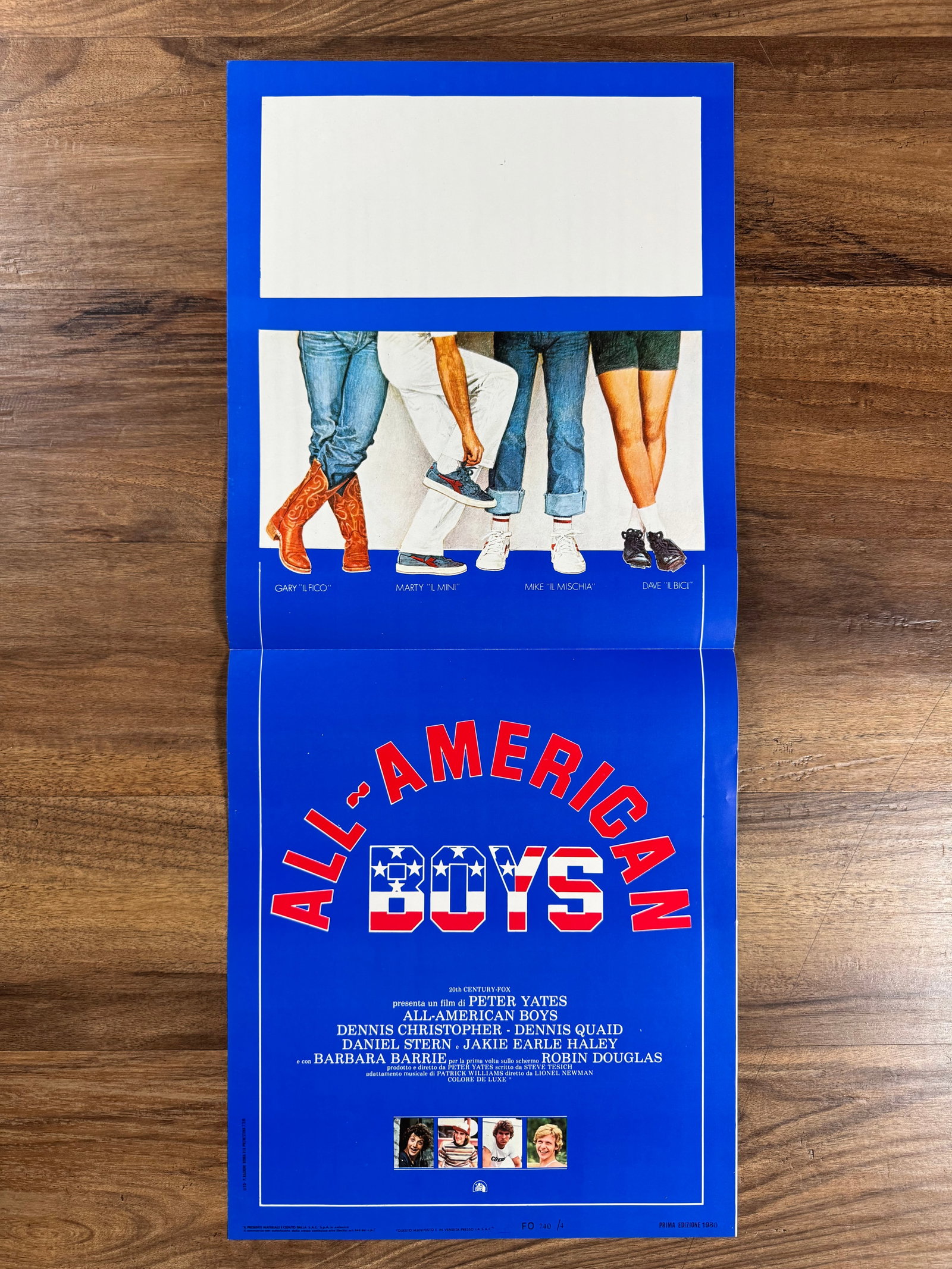 All American Boys 1973 Italian Locandino Folded Movie Poster 13"x27.5": The All-American Boy is a 1973 American drama film written and directed by Charles Eastman. The film stars Jon Voight, E. J. Peaker, Nancie Phillips, Art Metrano, Kathy Mahoney, Carole Androsky and Je