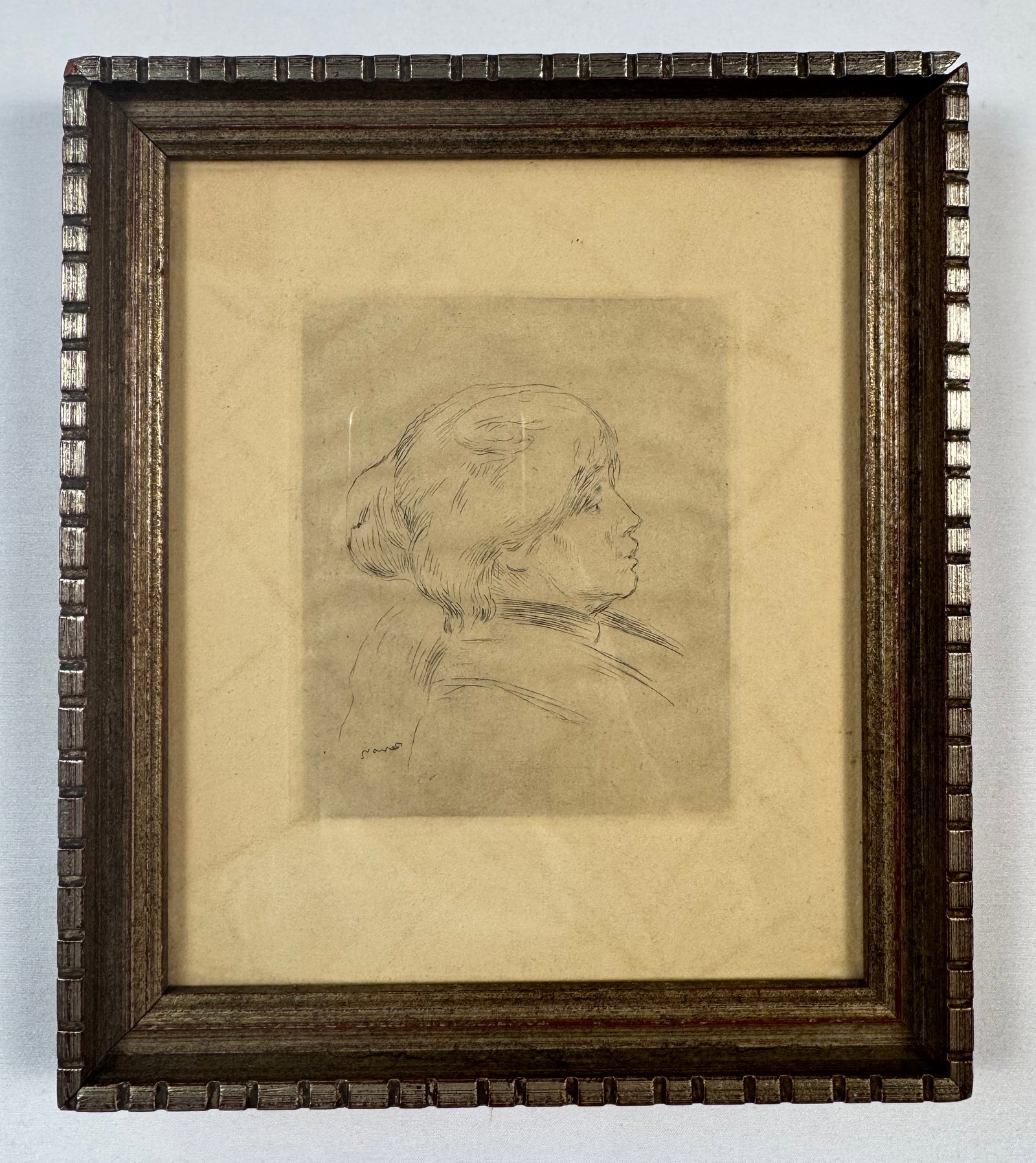 Berthe Morisot Portrait by Pierre-Auguste Renoir Original Etching Framed 6x7 (1 of 3)