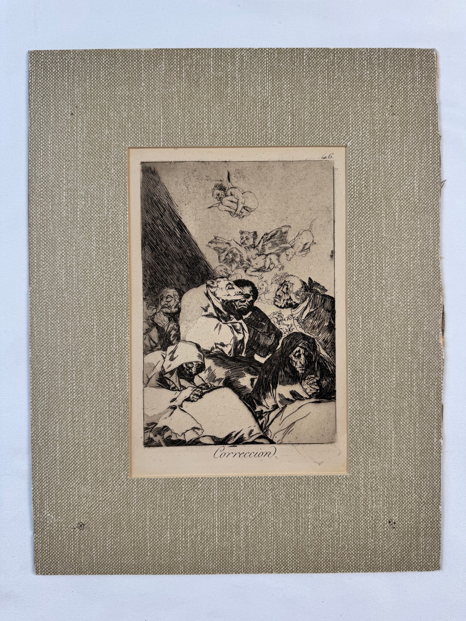 Correccion Francisco by Francisco Goya Etching 1799 First Limited Edition Mat 11.5x8.25": Francisco José de Goya y Lucientes (30 March 1746 – 16 April 1828) was a Spanish romantic painter and printmaker. He is considered the most important Spanish artist of the late 18th and early 19th 