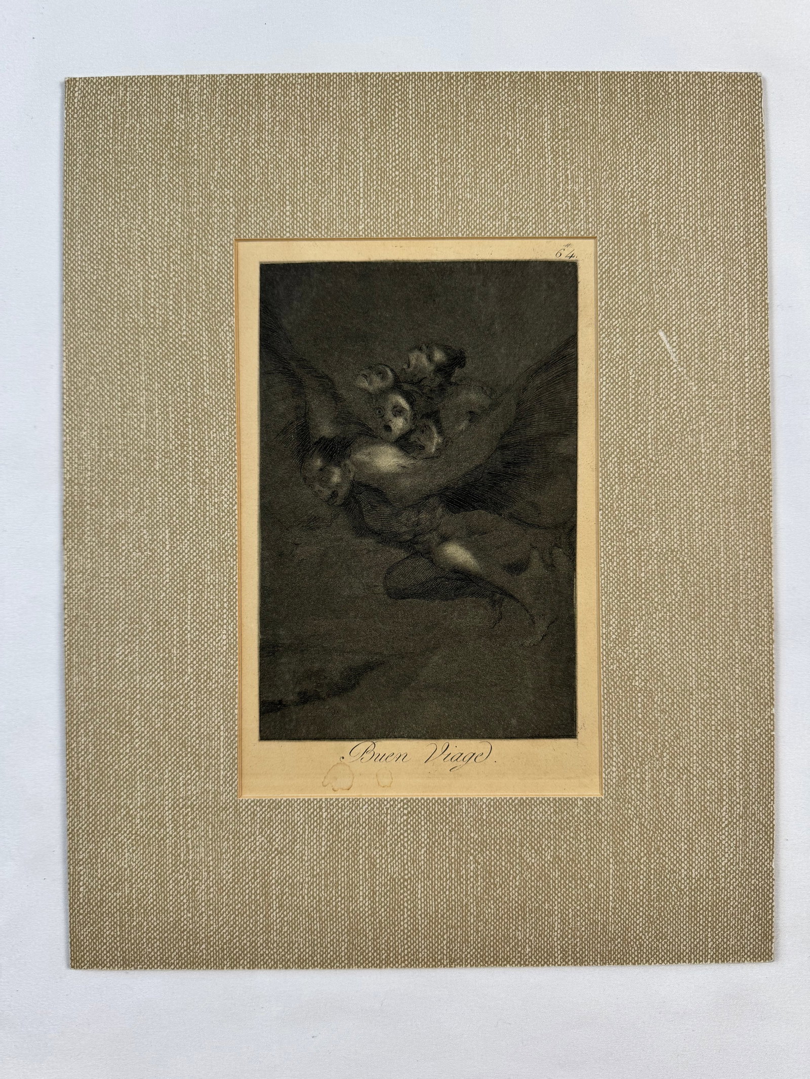 Buen Viage by Francisco Goya 1799 Etching 6x9 First Limited Edition Mat 11.5x8.25": Francisco José de Goya y Lucientes (30 March 1746 – 16 April 1828) was a Spanish romantic painter and printmaker. He is considered the most important Spanish artist of the late 18th and early 19th 