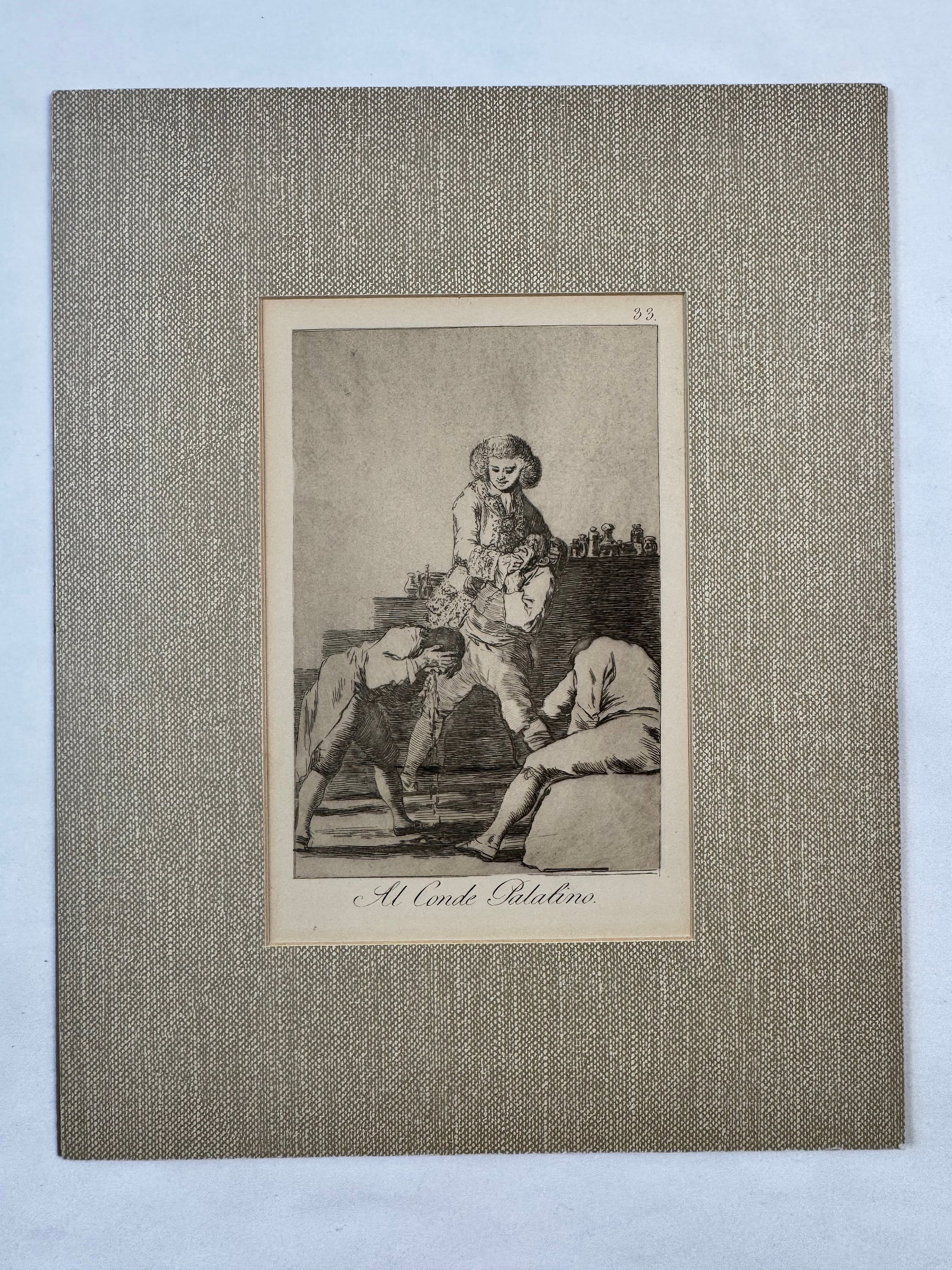 Al Conde Palatino by Francisco Goya 1799 Etching 6x9 First Limited Edition 11.5x8.25" (1 of 6)