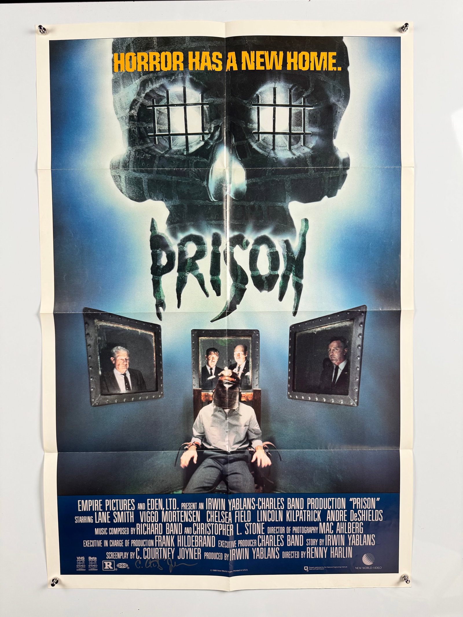 Prison 1987 Signed C. Courtney Joyner Original US One Sheet Movie Poster Viggo Mortensen Renny Harli (1 of 7)