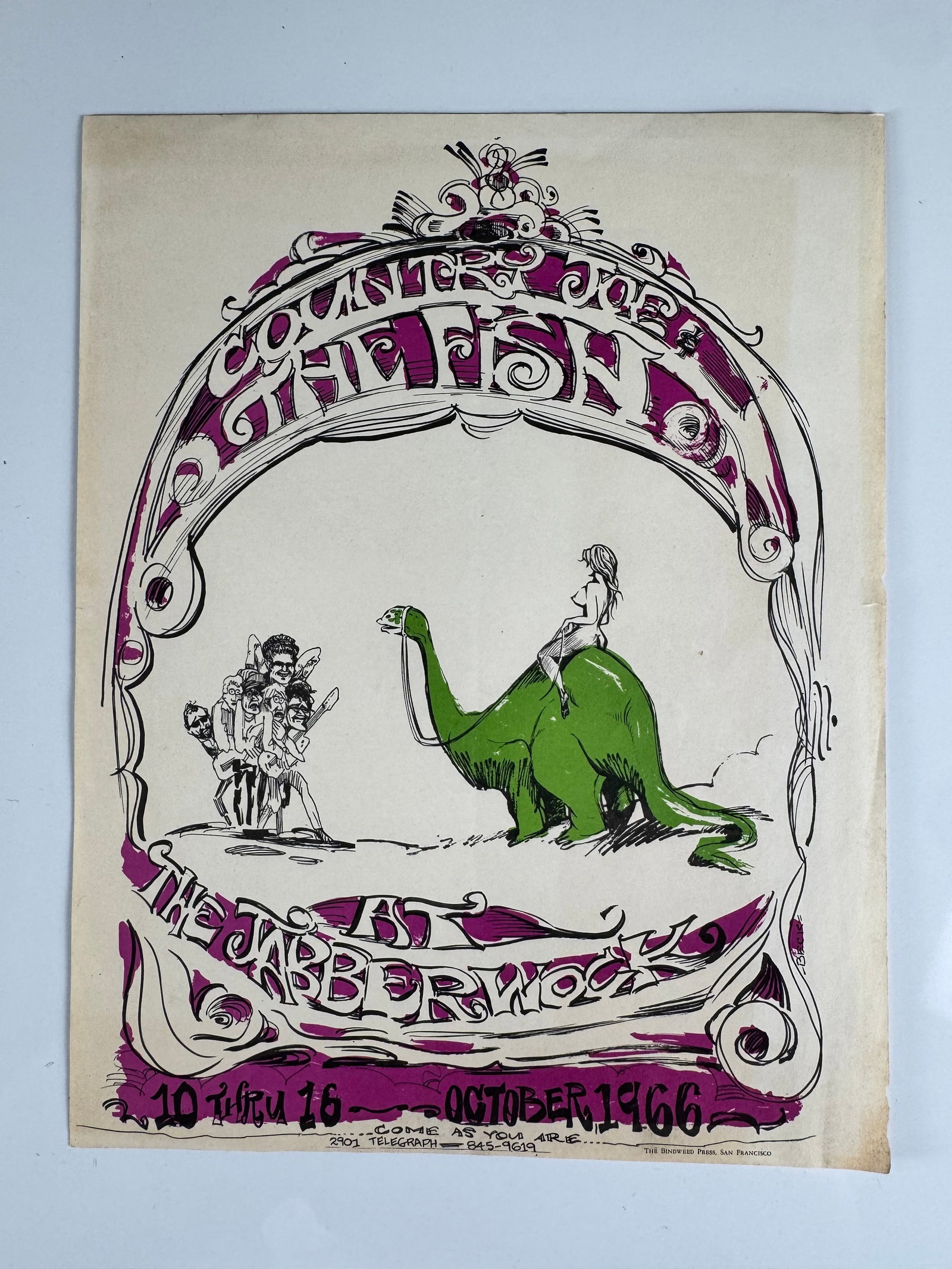 Country Joe & The Fish Jabberwock Berkeley 1966 Original Concert Postcard Psychedelic Rock (1 of 7)