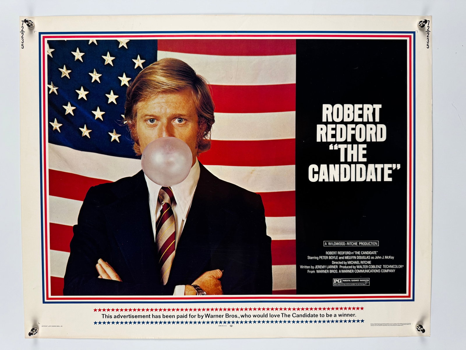The Candidate 1972 Original US One Sheet Movie Poster Robert Redford Political Satire (1 of 5)