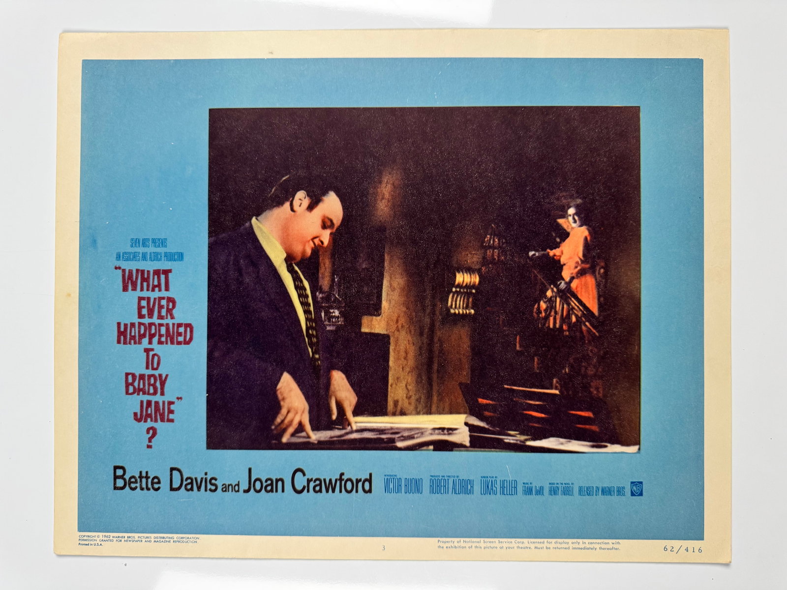 Whatever Happened to Baby Jane 1962 Original US Lobby Card No. 3 Bette Davis Joan Crawford: Whatever Happened to Baby Jane is a 1962 American psychological thriller film produced and directed by Robert Aldrich, starring Bette Davis and Joan Crawford. The screenplay by Lukas Heller is based o