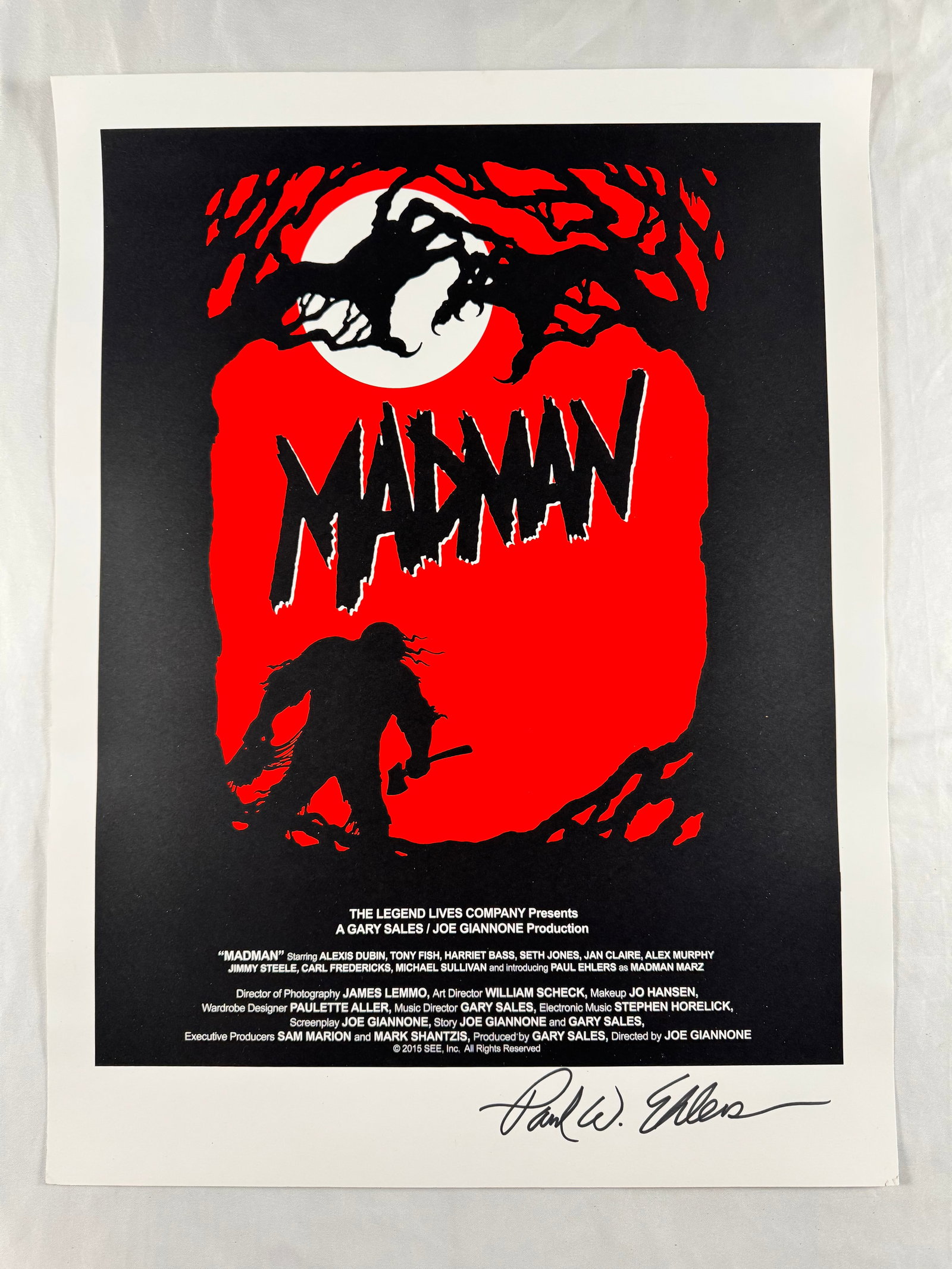 Madman 1981 Original Movie Poster Signed Paul W. Ehlers Actor Producer (1 of 5)