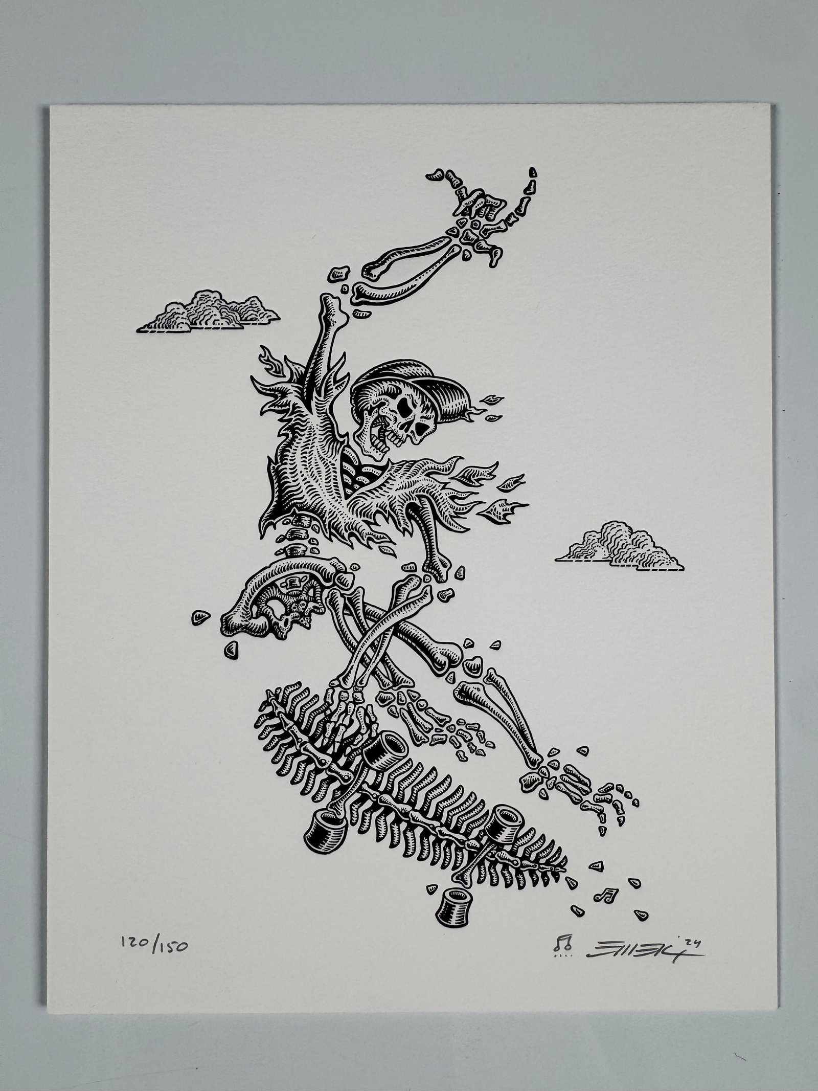EMEK Skate or Die 2024 Signed Numbered Letterpress Art Print Skeleton (1 of 5)