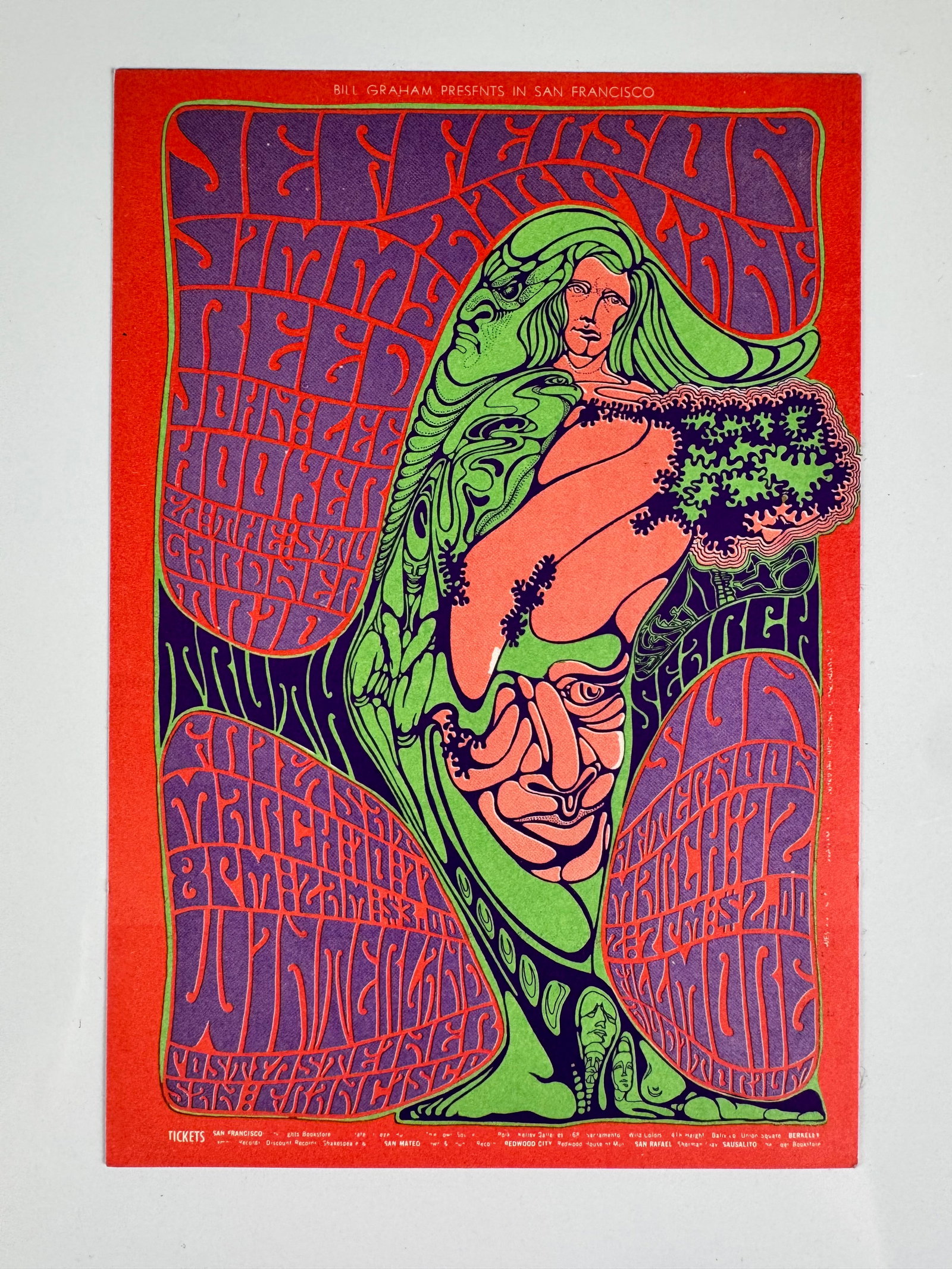 BG-54 Jefferson Airplane John Lee Hooker Winterland Fillmore 1967 Flyer Wes Wilson (1 of 6)