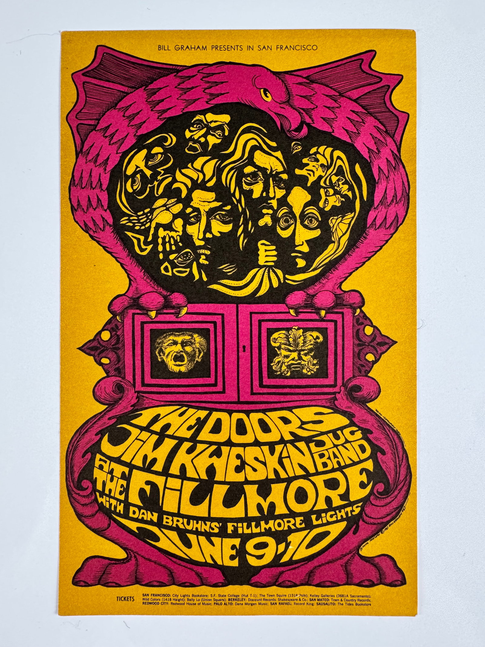 BG-67 The Doors Jim Kweskin Jug Band Fillmore Auditorium 1967 Postcard Clifford Seeley (1 of 6)