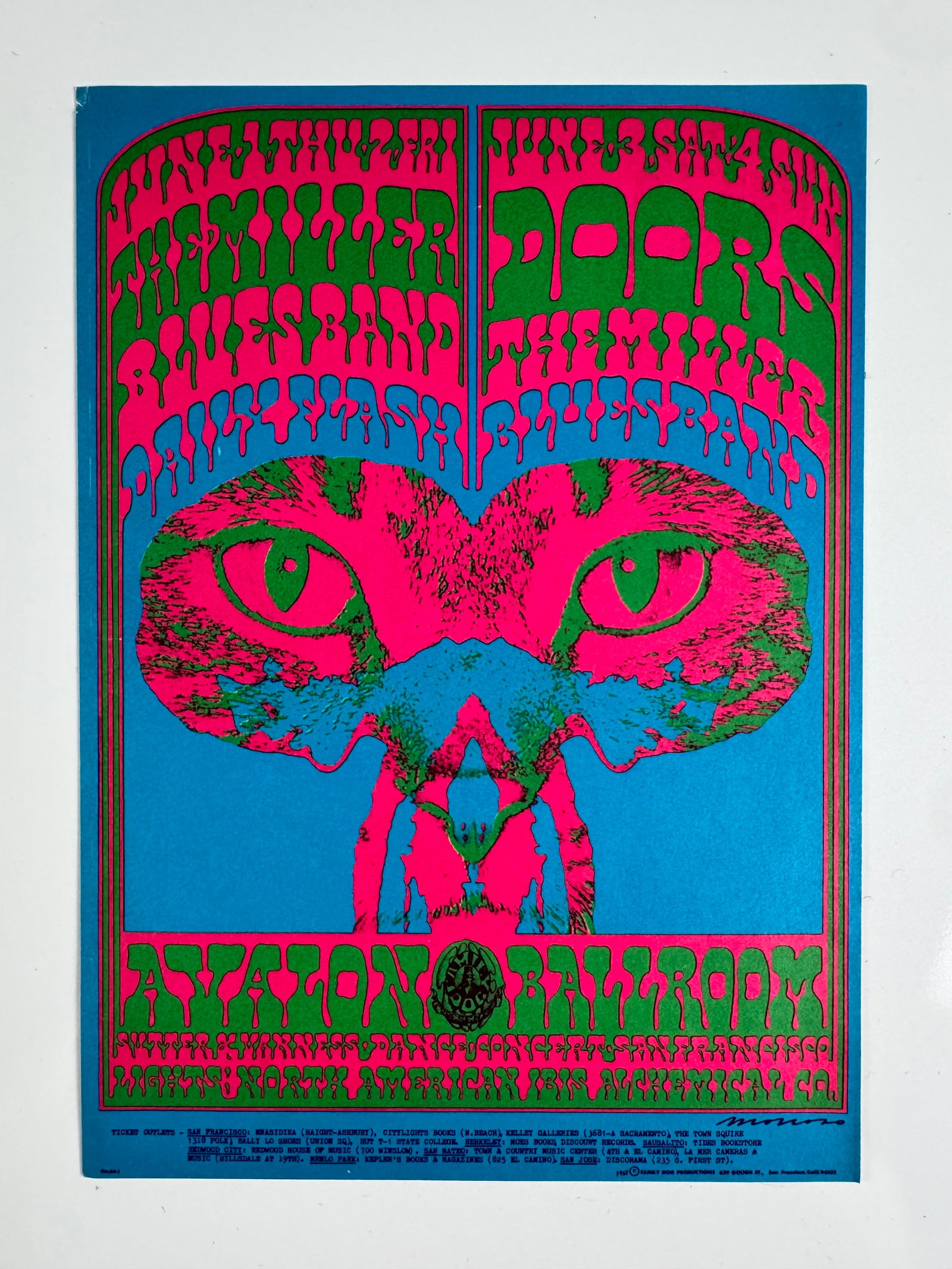 FD-63 The Doors Steve Miller Blues Band Avalon Ballroom 1967 Victor Moscoso Concert Flyer (1 of 5)