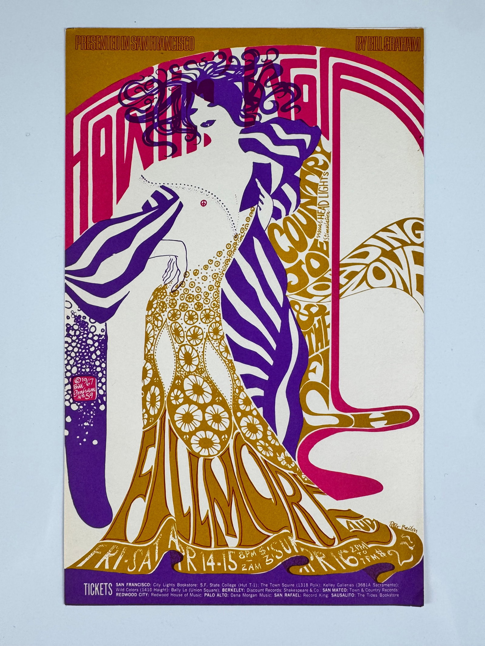 BG-59 Electric Flag Country Joe & The Fish Fillmore Auditorium 1967 Postcard Peter Bailey (1 of 6)