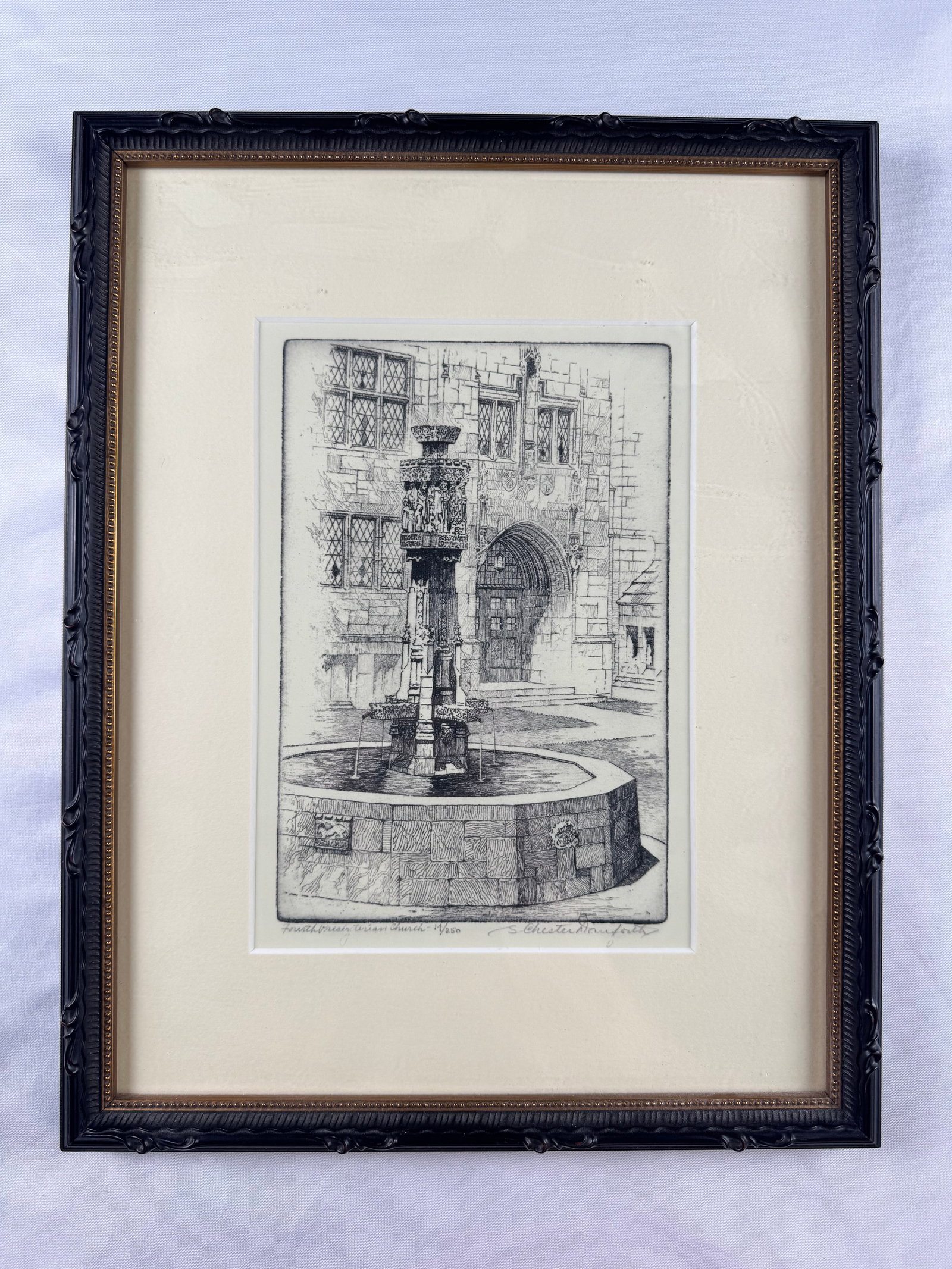 S. Chester Danforth Fountain in Fourth Presbyterian Church Chicago Signed Numbered Etching (1 of 5)