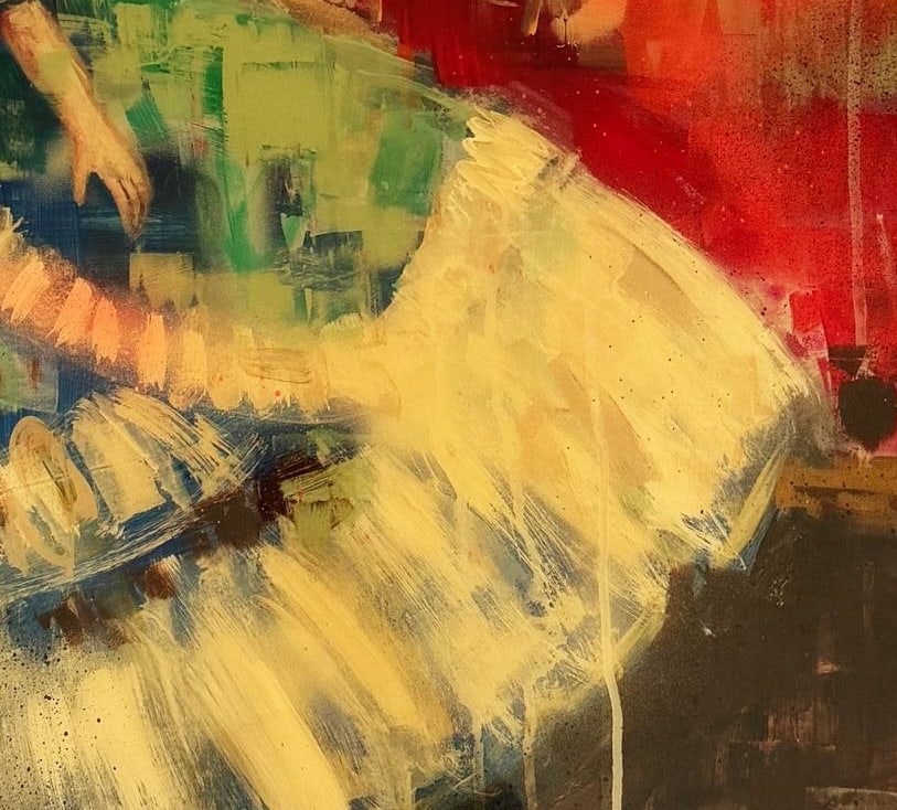 Rimi Yang Circa 2017 Signed Abstract Contemporary Painting on Wood Panel 30 x 30 Inches - 3