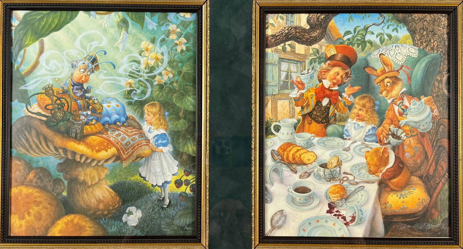 Scott Gustafson Alice in Wonderland Two Signed Numbered Framed Prints with COA: Although Scott has had the opportunity to work on many projects throughout his career, it is in illustrating children’s books that he finds the greatest satisfaction. Over the years, he is primarily