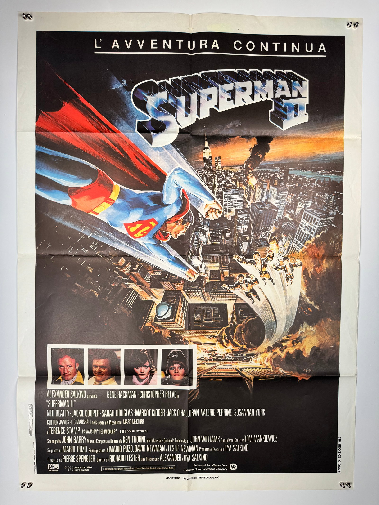 Superman II 1980 Original Italian 2 Fogli Movie Poster Christopher Reeve (1 of 8)