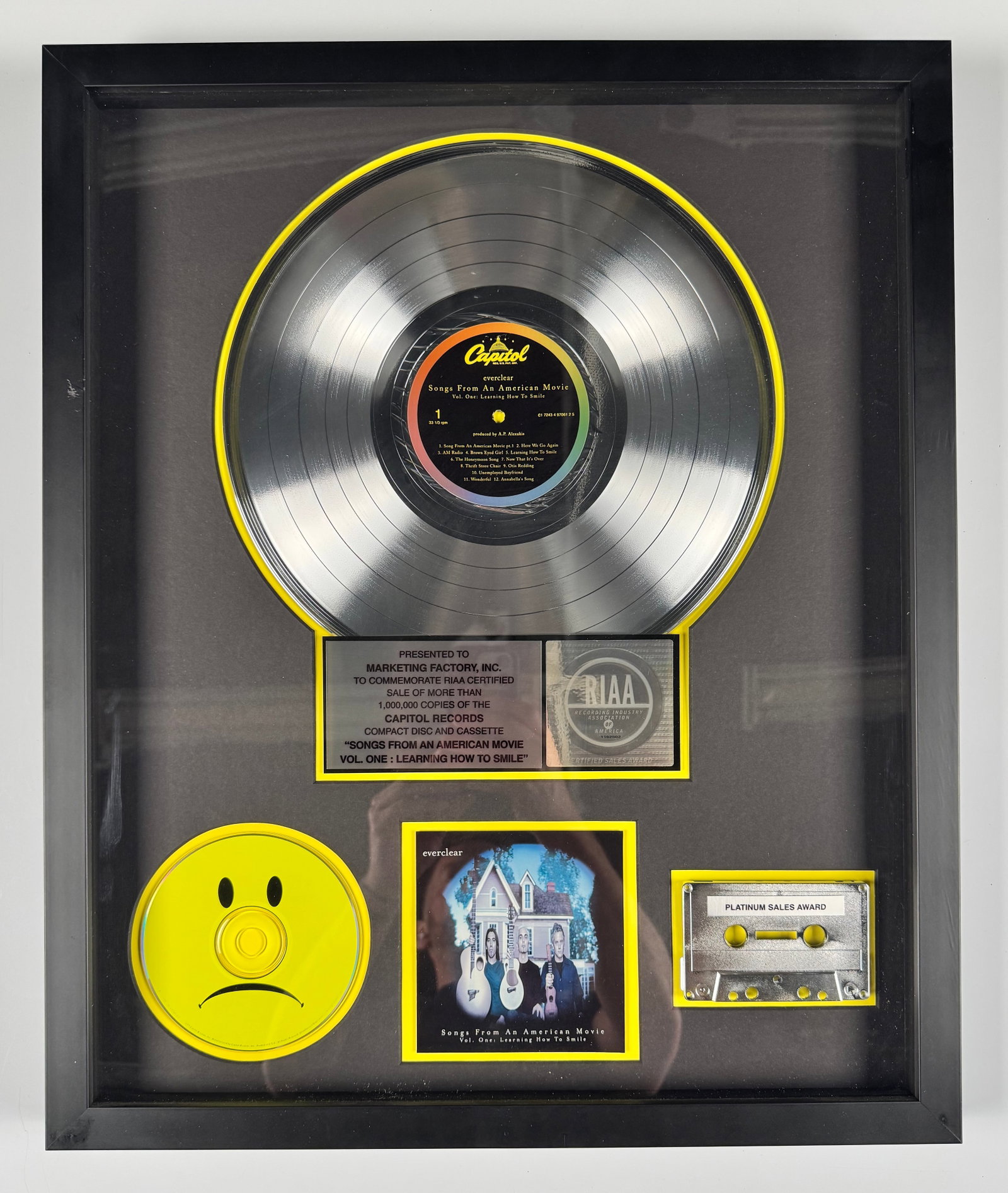 Everclear Songs From An American Movie Vol. One RIAA Platinum Record Sales Award Display (1 of 8)