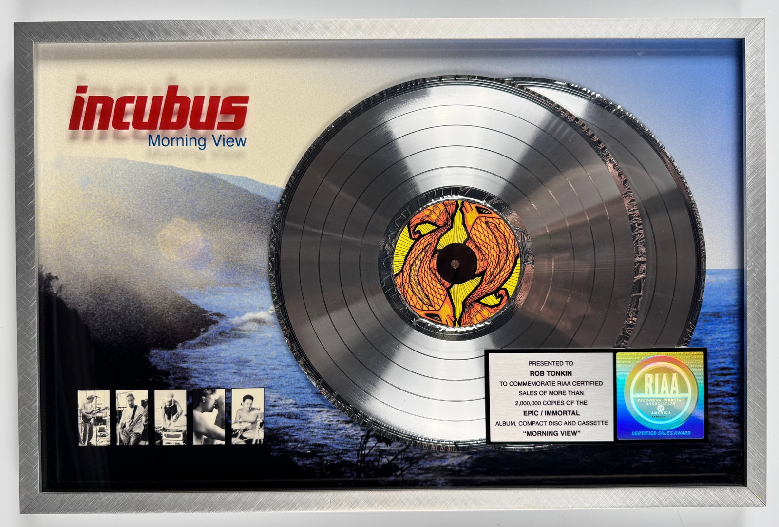 Incubus Morning View Epic Immortal RIAA Double Platinum Record Sales Award Display (1 of 7)